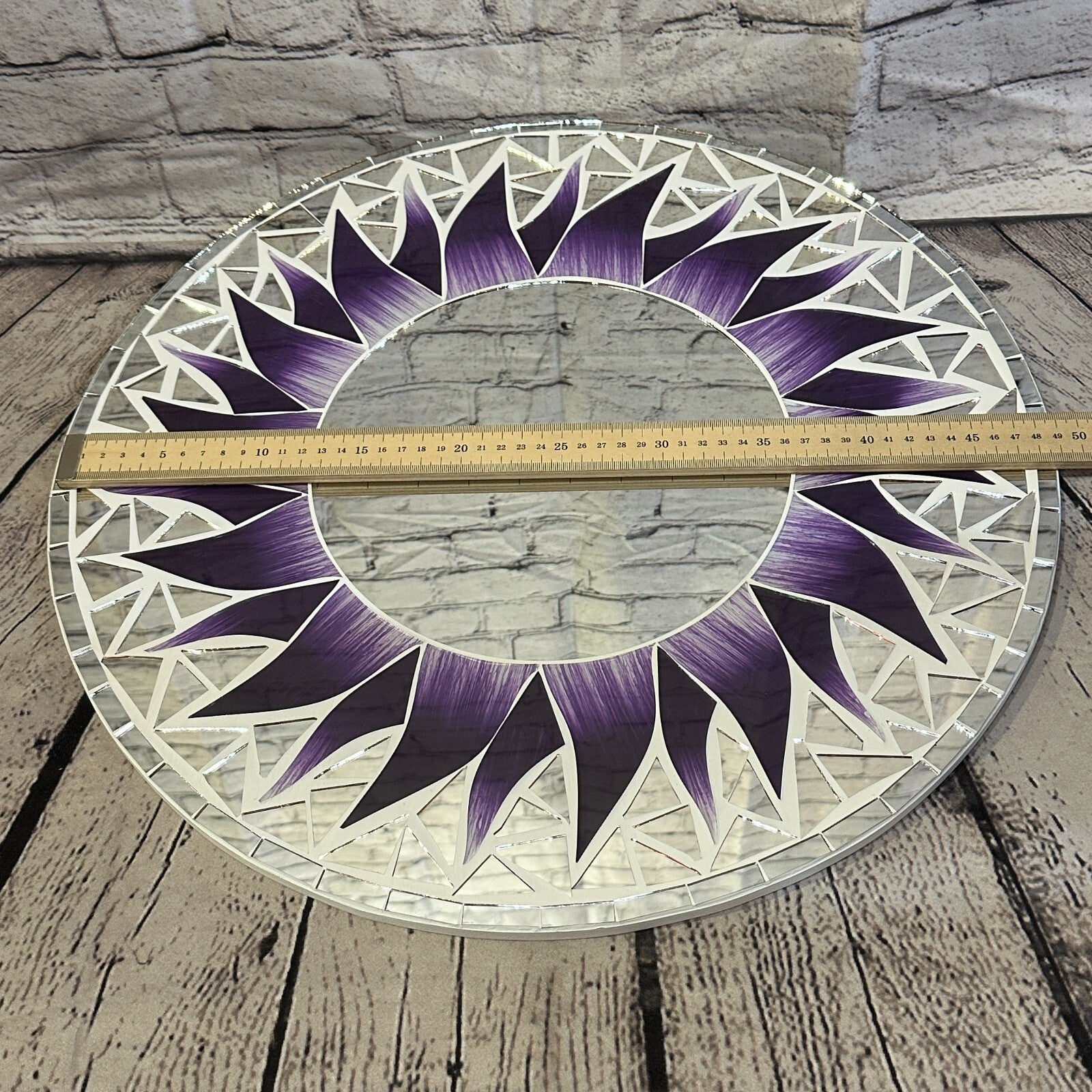 Purple Flame Sun Mosaic Tile Wall Mirror 50cm x 50cm 20 Inches Handmade New3
