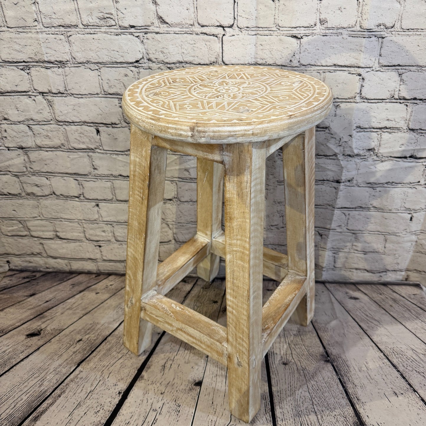 50cm x 30cm White Stool Table Wooden Side Cabinet Living Hallway Furniture1