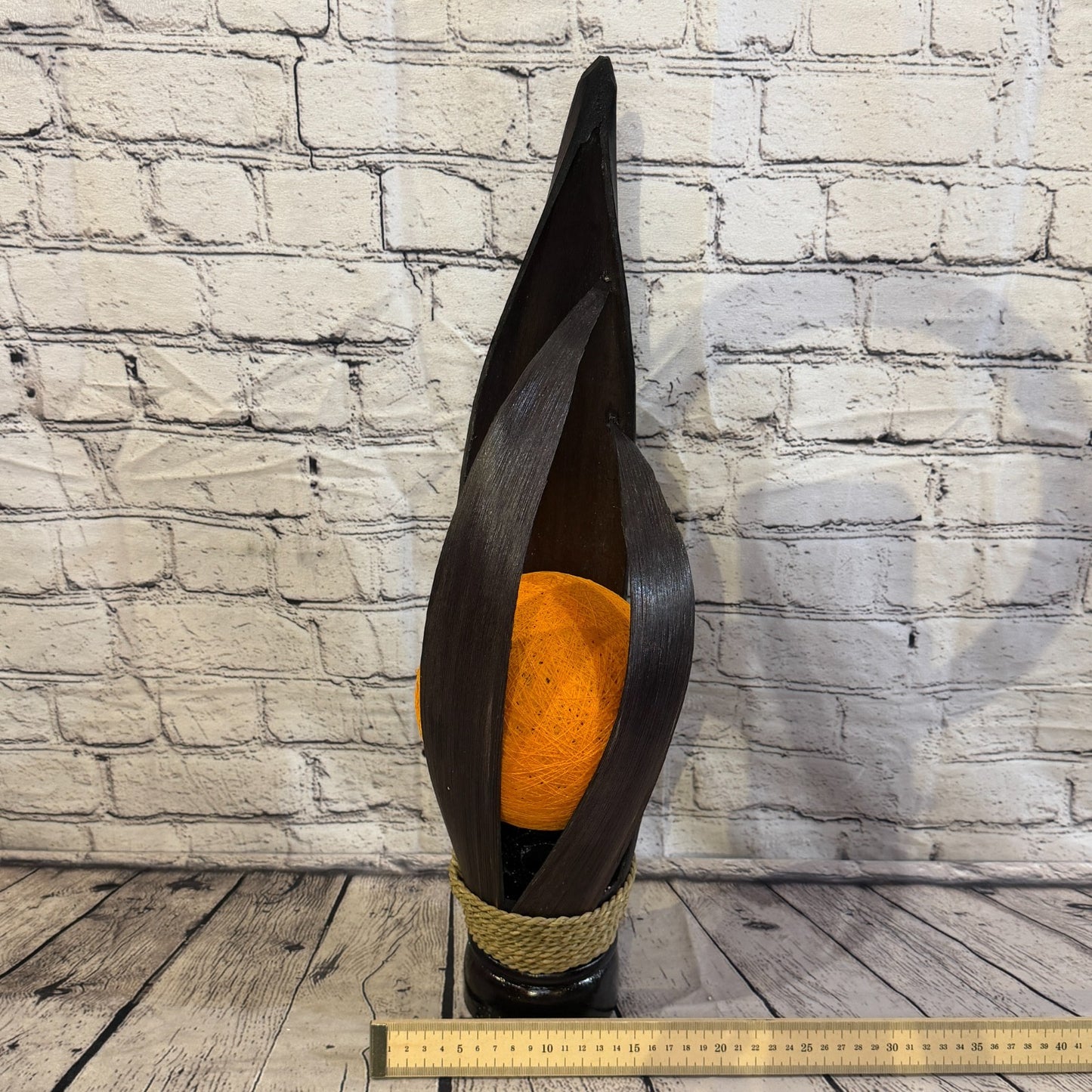Orange Light Brown Natural 55cm Tall Leaf Lamp Twist LED UK Mains Plug Design 37