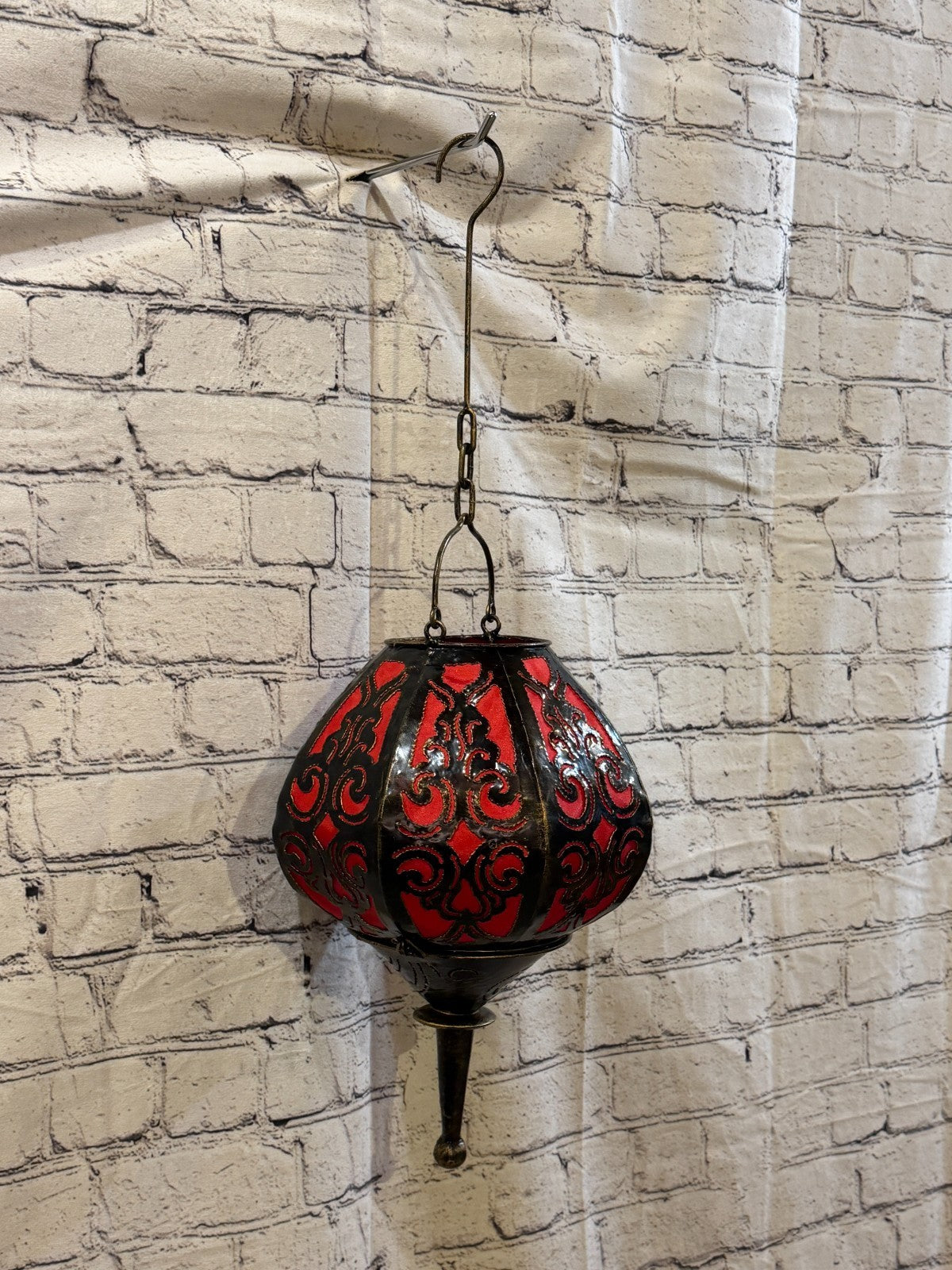 30cm x 20cm Red Metal Fabric Ceiling Pendant Light Shade Lampshade LED Bulb0