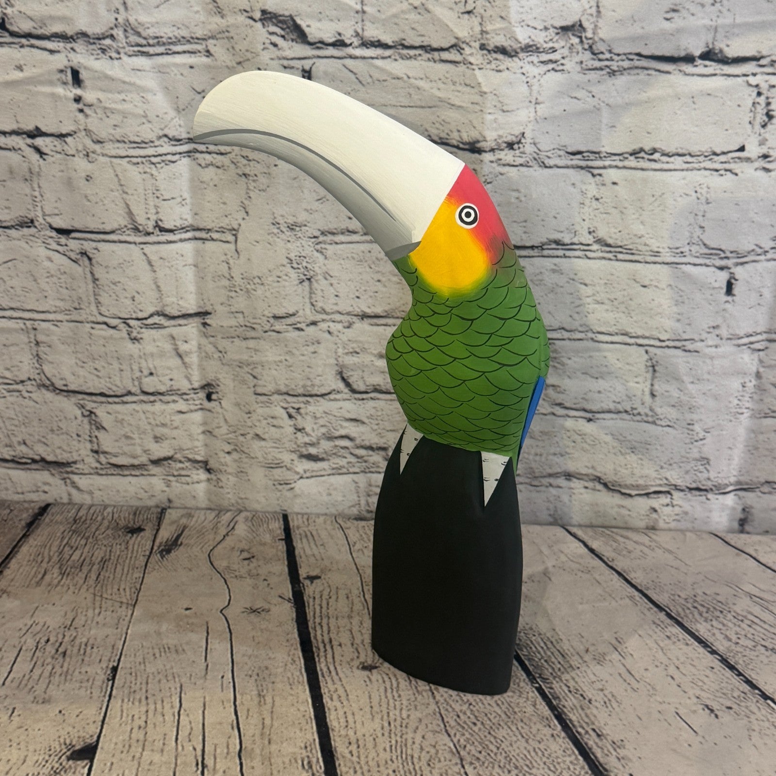 30cm Bright Green Toucan Bird Ornament Statue Fair Trade Hand Made Carved Wood3