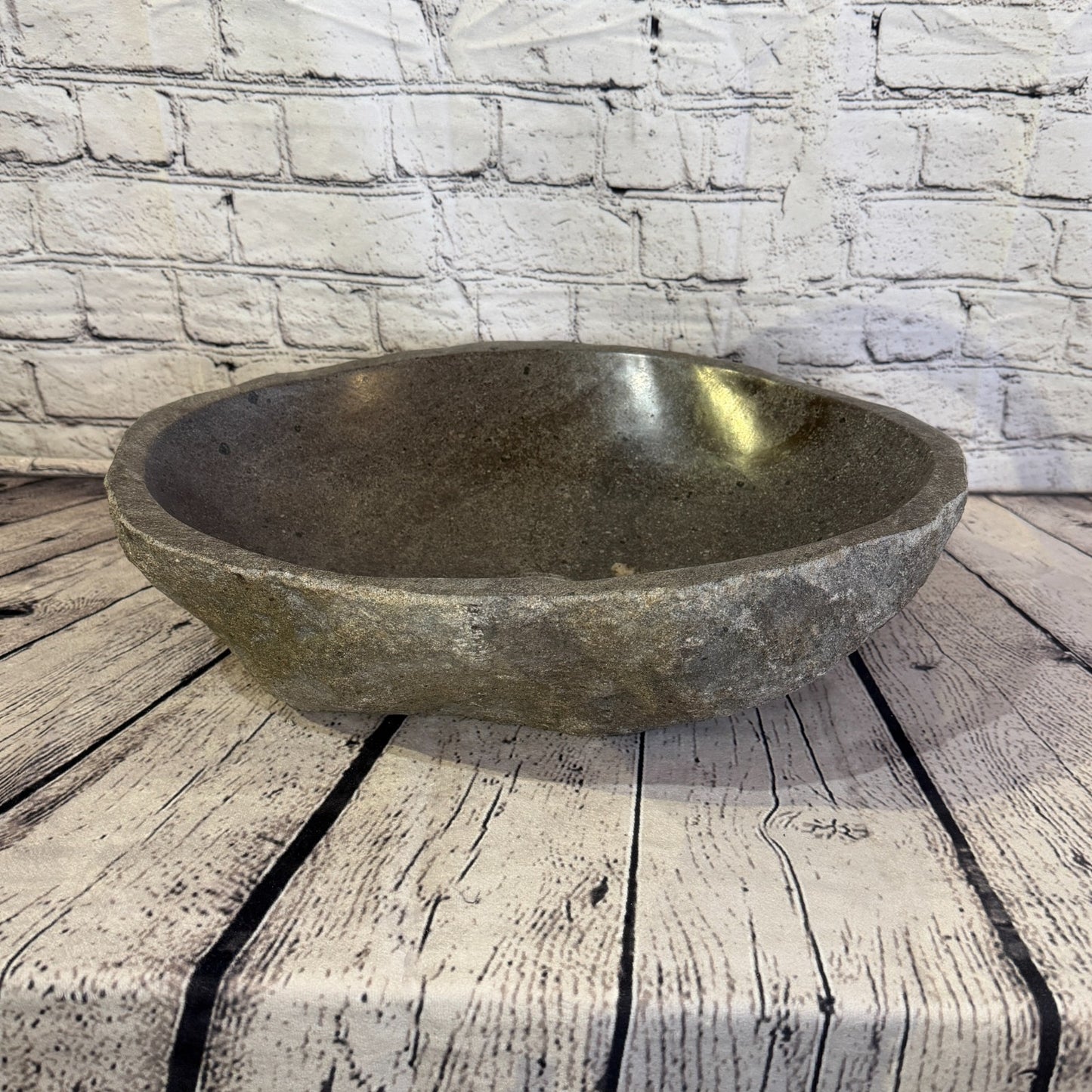41cm x 34cm Wash Basin Bathroom Counter Top Washing River Stone Bowl Sink No 200
