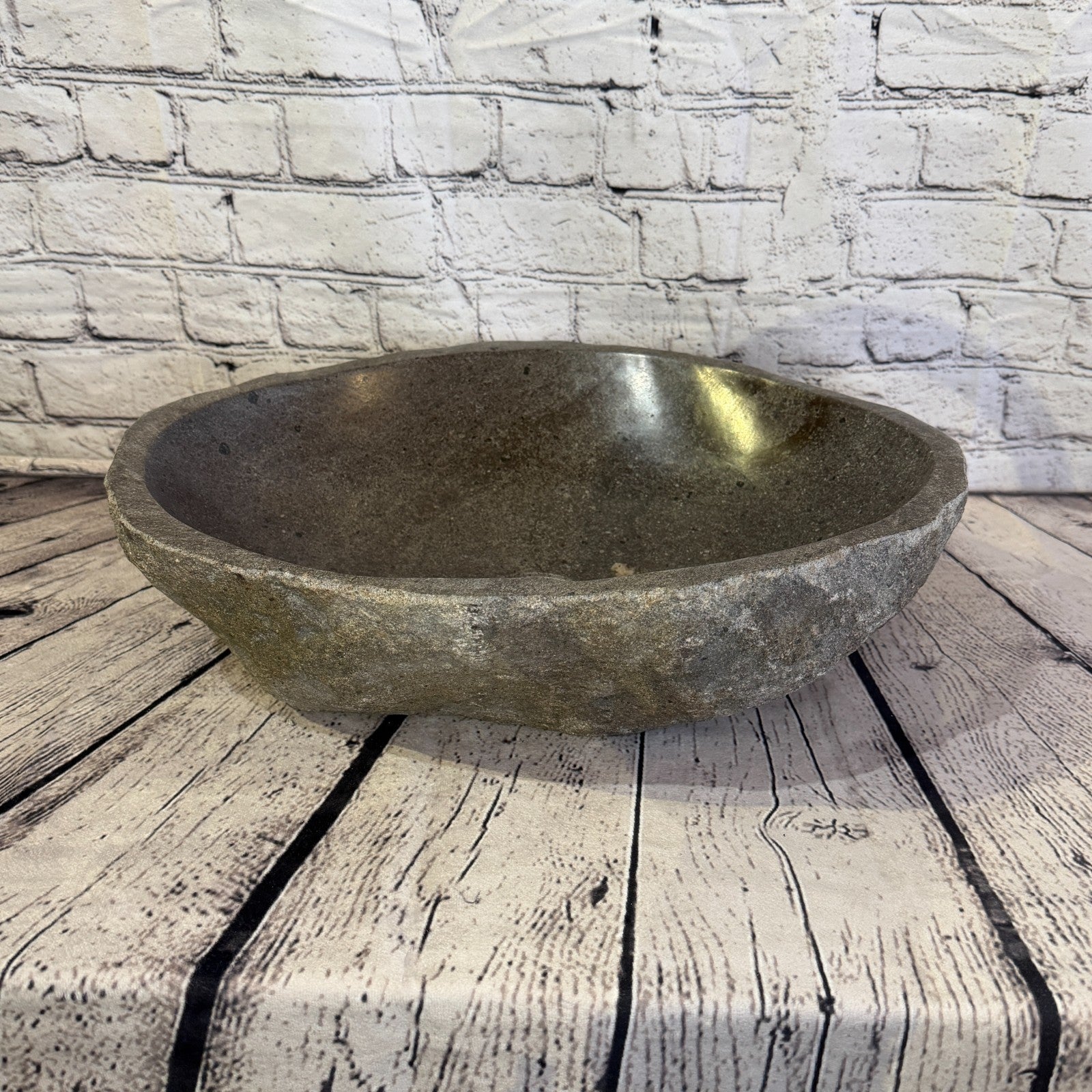 41cm x 34cm Wash Basin Bathroom Counter Top Washing River Stone Bowl Sink No 200