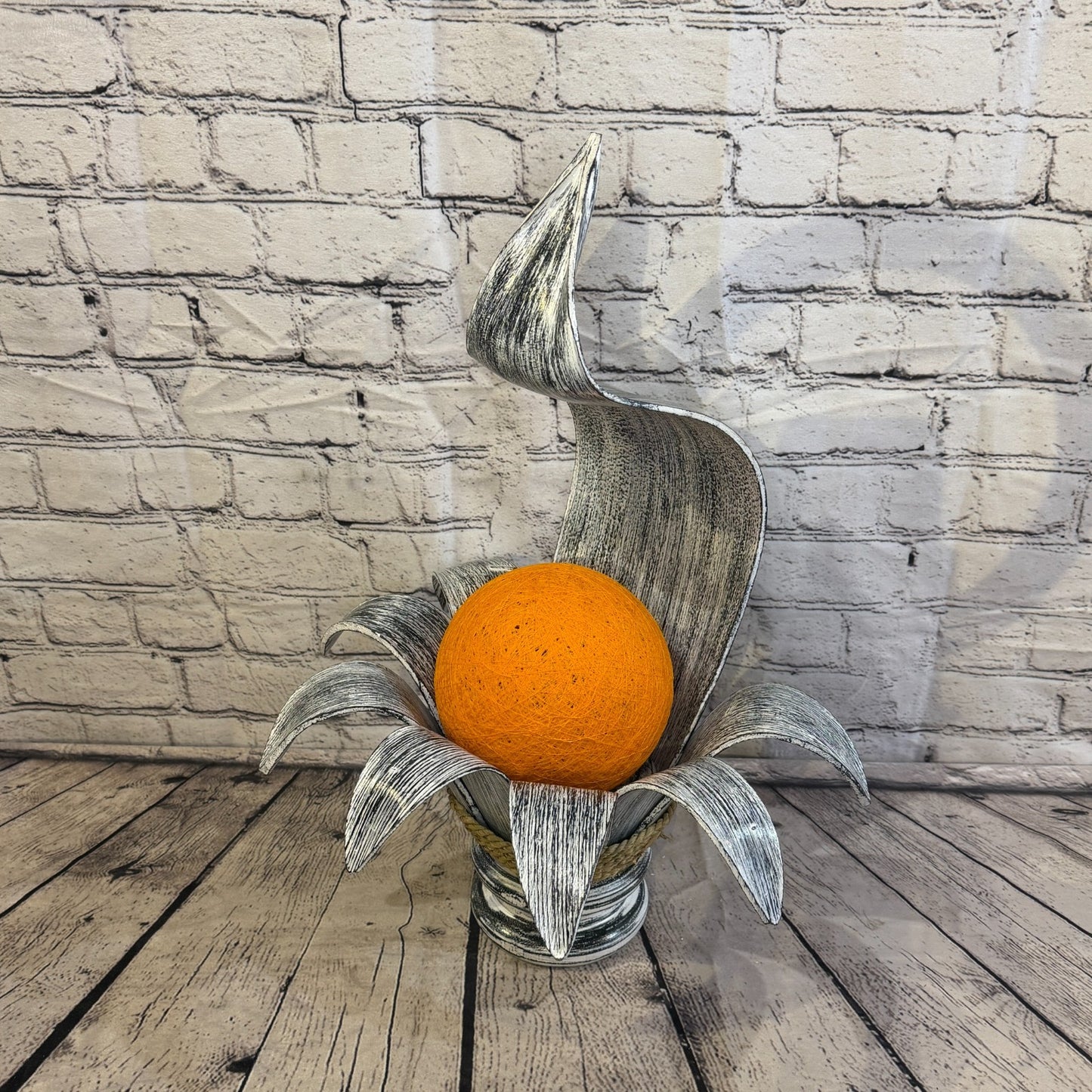 Orange Light Silver Natural 50cm Tall Leaf Lamp Twist LED UK Mains Plug Design 70