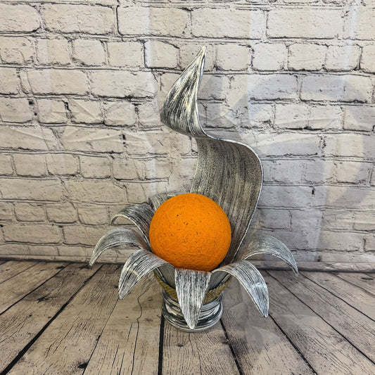 Orange Light Silver Natural 50cm Tall Leaf Lamp Twist LED UK Mains Plug Design 70