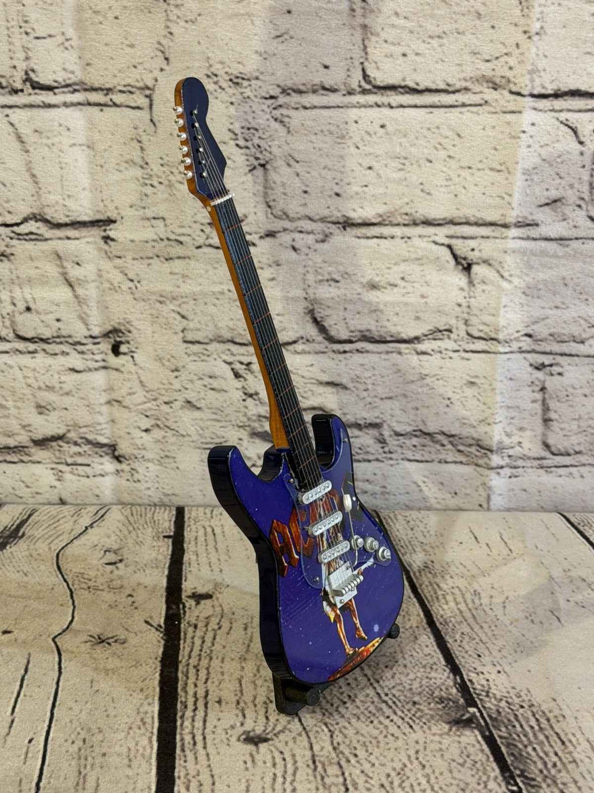Miniature 25cm Guitar AC DC Purple Band Guitar on Stand Band Gift Display2