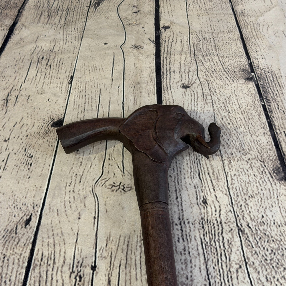Elephant Head 90cm Tribal African Walking Stick Cane Hand Carved Dark Wood4
