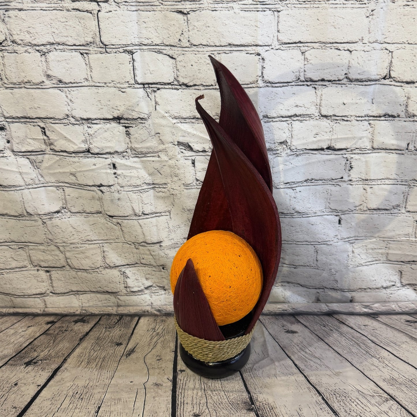 Orange Light Red Natural 55cm Tall Leaf Lamp Twist LED UK Mains Plug Design 60