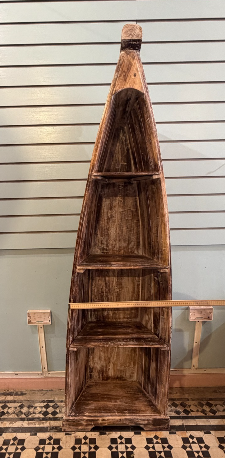 180cm x 55cm x 30cm Brown Boat Shelf Wooden Cabinet Living Storage Furniture6