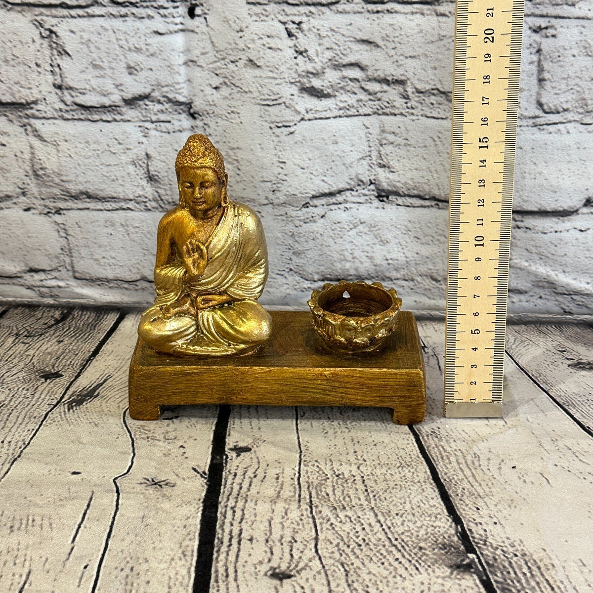 Gold & Bronze 15cm x 15cm Thai Buddha Tea Light Holder Statue Resin Hindu6