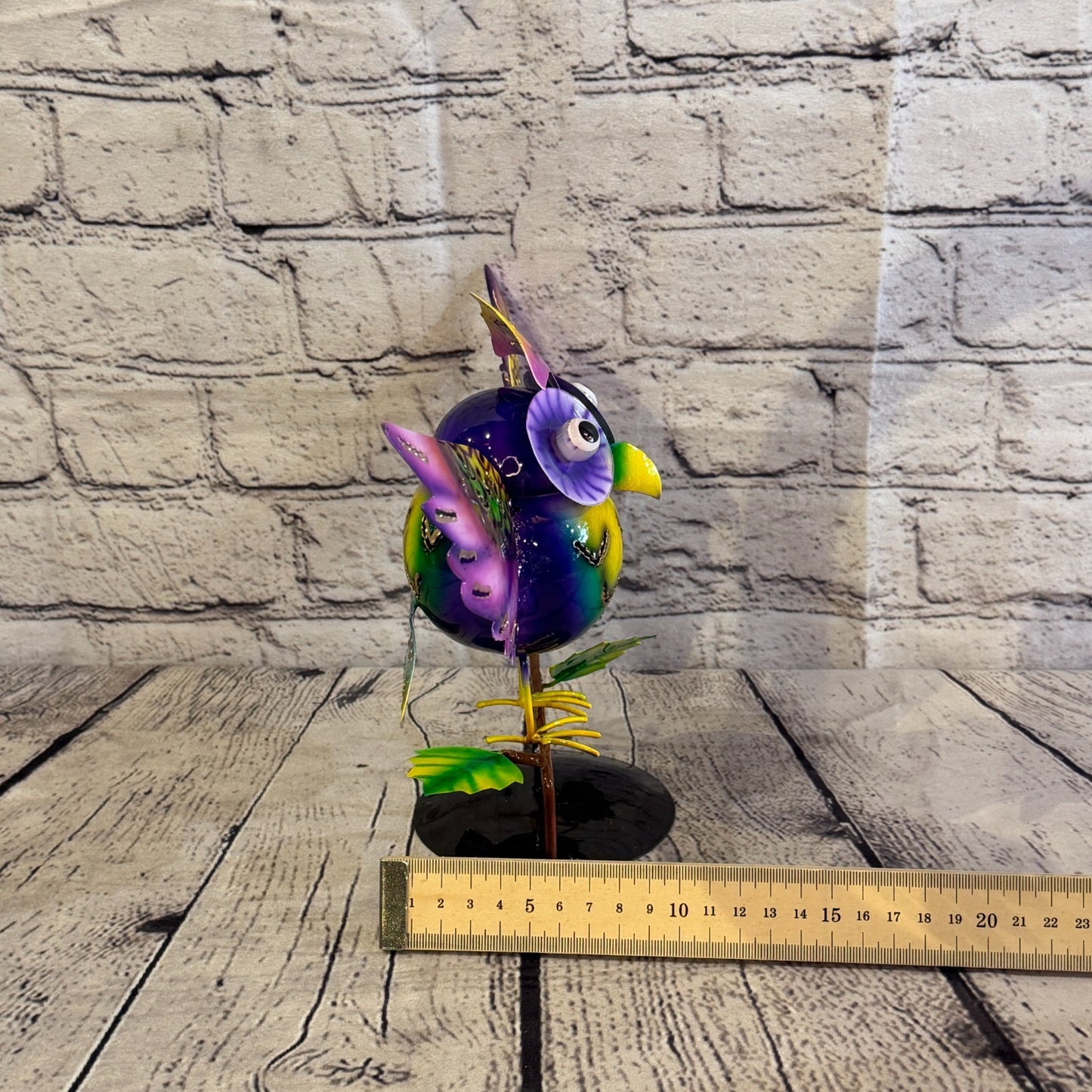 20cm x 30cm Owl Bird Purple Metal Tin Standing Ornament Statue7