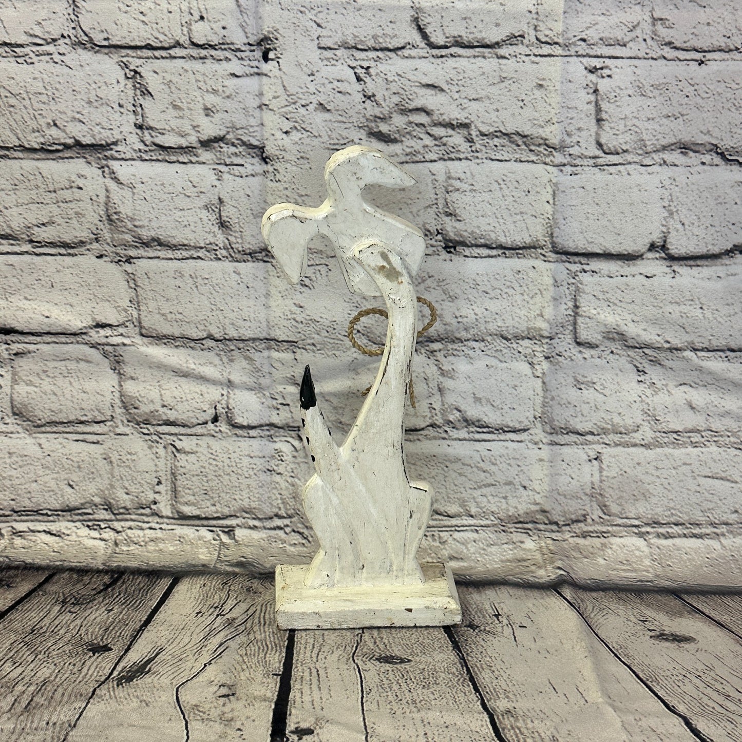 White Wooden Rabbit Hare Shabby Pattern 30cm x 10cm Handmade and Fairtrade4