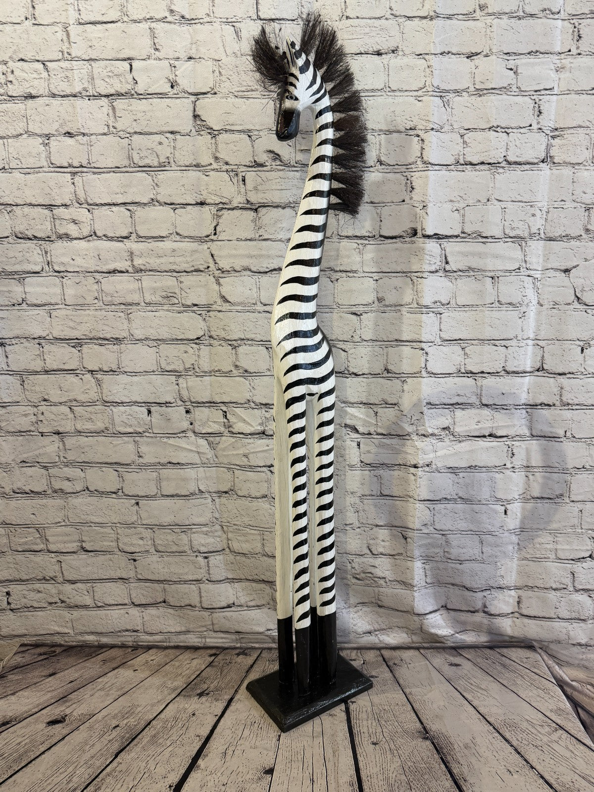 100cm Painted Wooden Zebra Standing Single Carved Solid Wood Zebra Handmade0