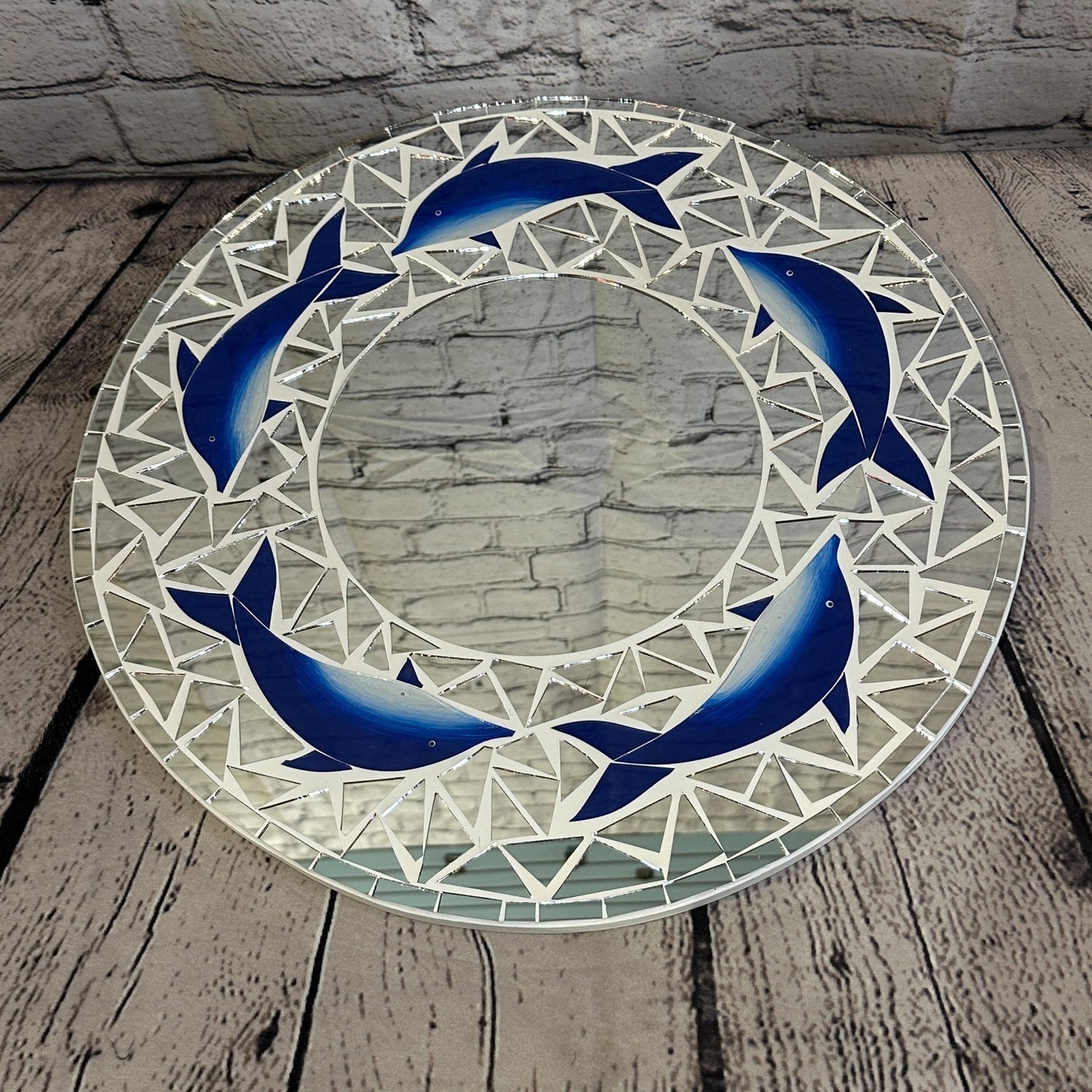 Blue Dolphin Mosaic Tile Wall Mirror 40cm x 40cm 16 Inches Handmade New3