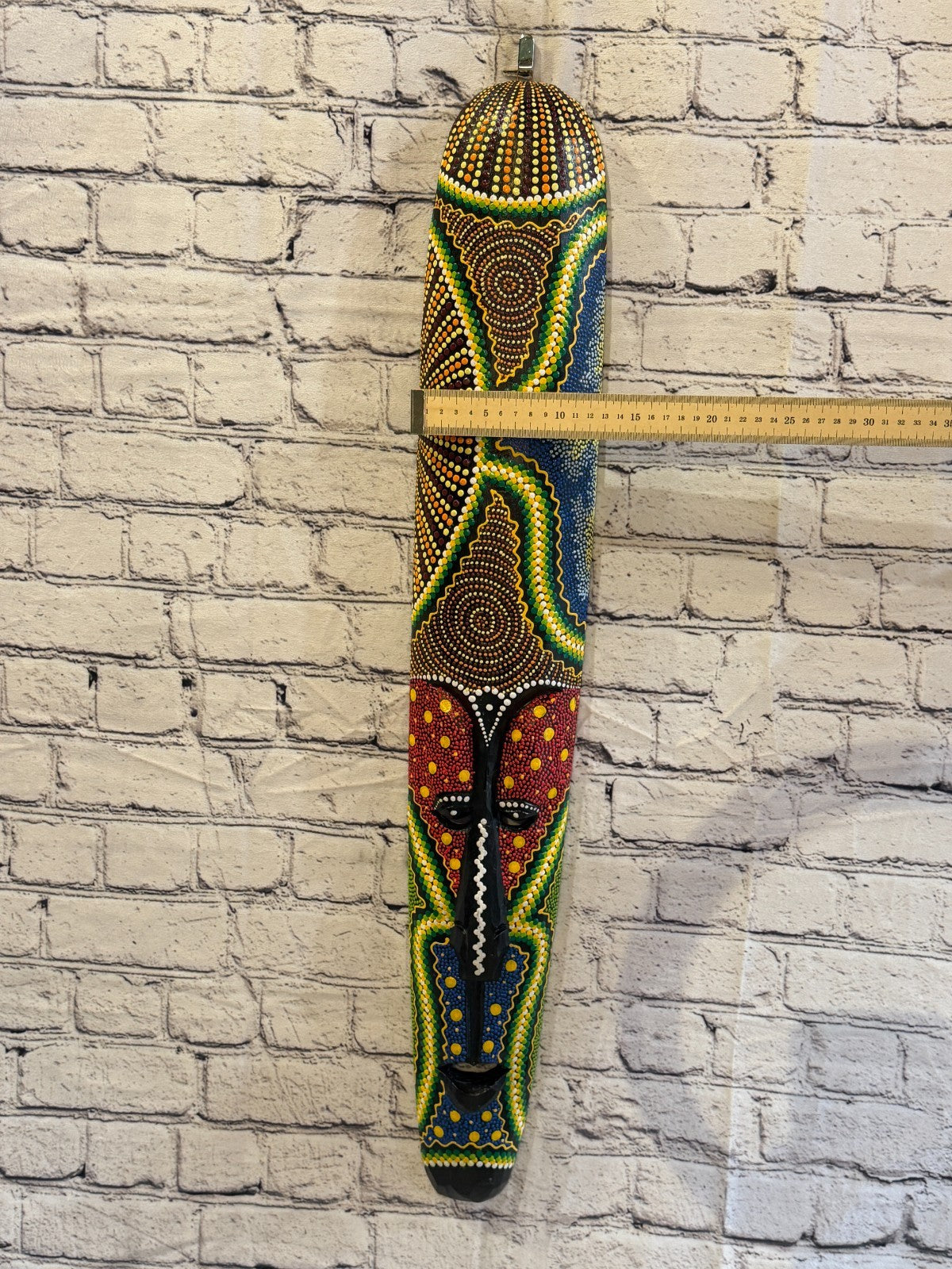 80cm Mask Carved Wooden Dot Painted Ethnic Tribal Tiki Wall Art No 3 New3