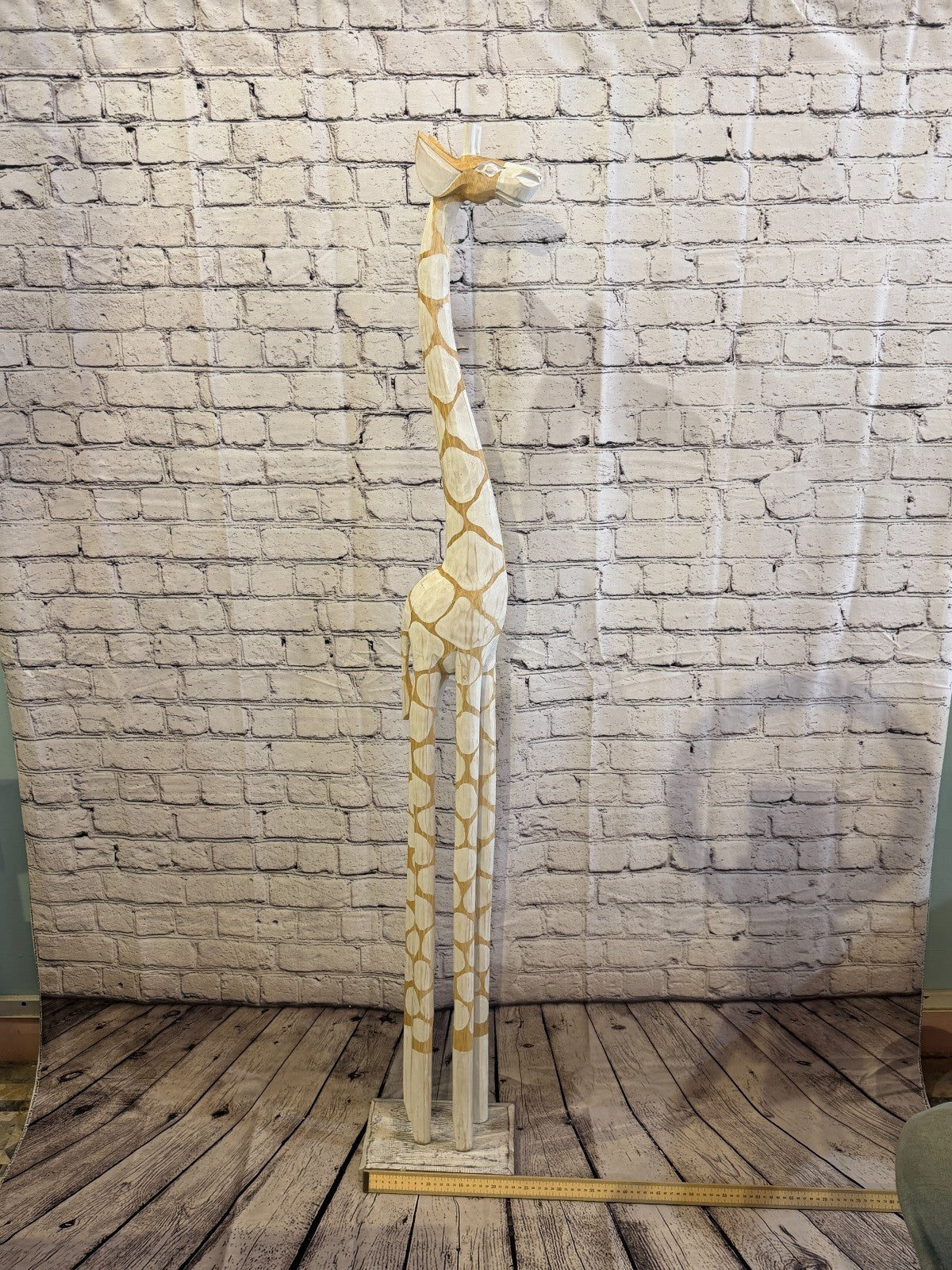 150cm White Dot Wooden Giraffe Standing Single Carve Solid Wood Giraffe Handmade6