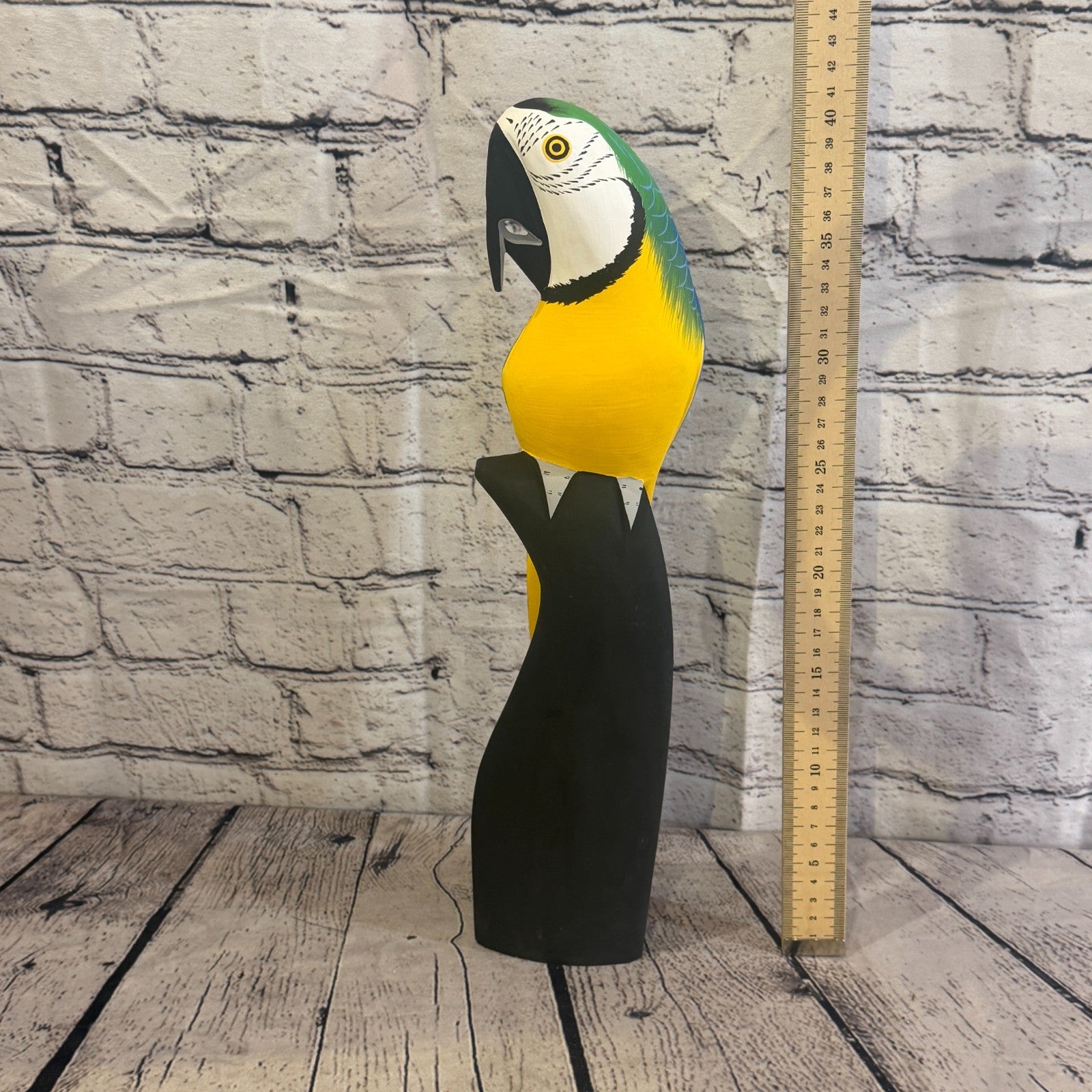 40cm Bright Blue Parrot Bird Ornament Statue Fair Trade Hand Made Carved Wood5