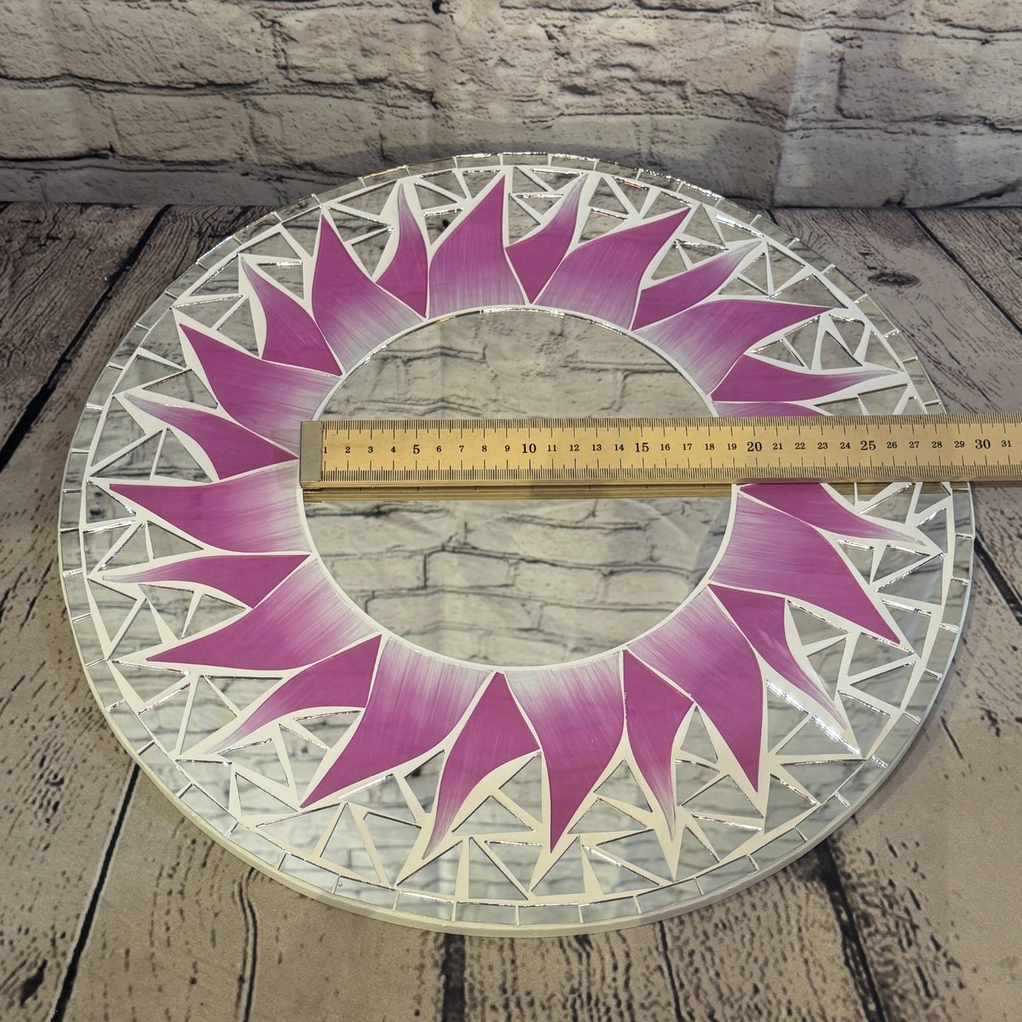 Pink Sun Flame Mosaic Tile Wall Mirror 40cm x 40cm 16 Inches Handmade5