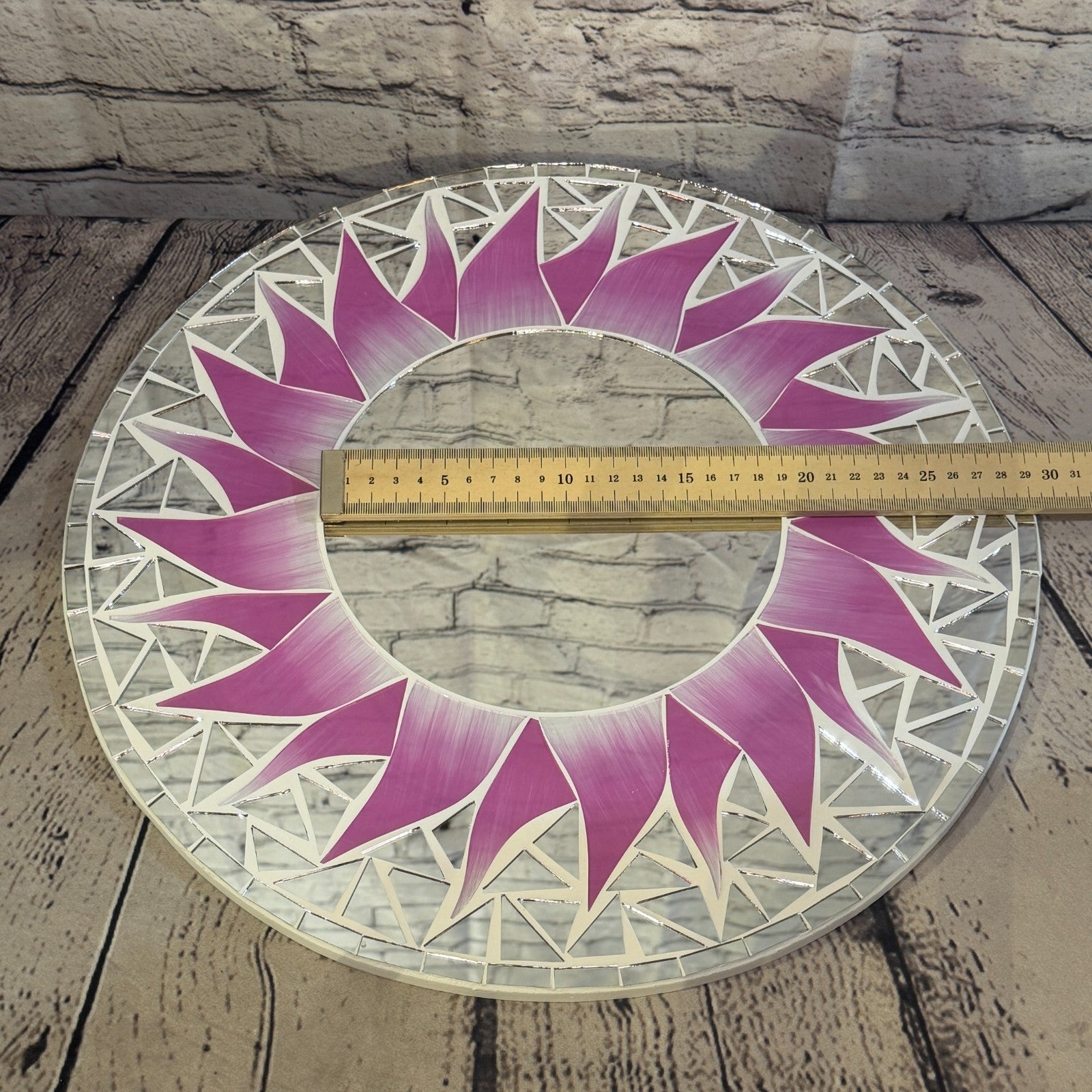 Pink Sun Flame Mosaic Tile Wall Mirror 40cm x 40cm 16 Inches Handmade5