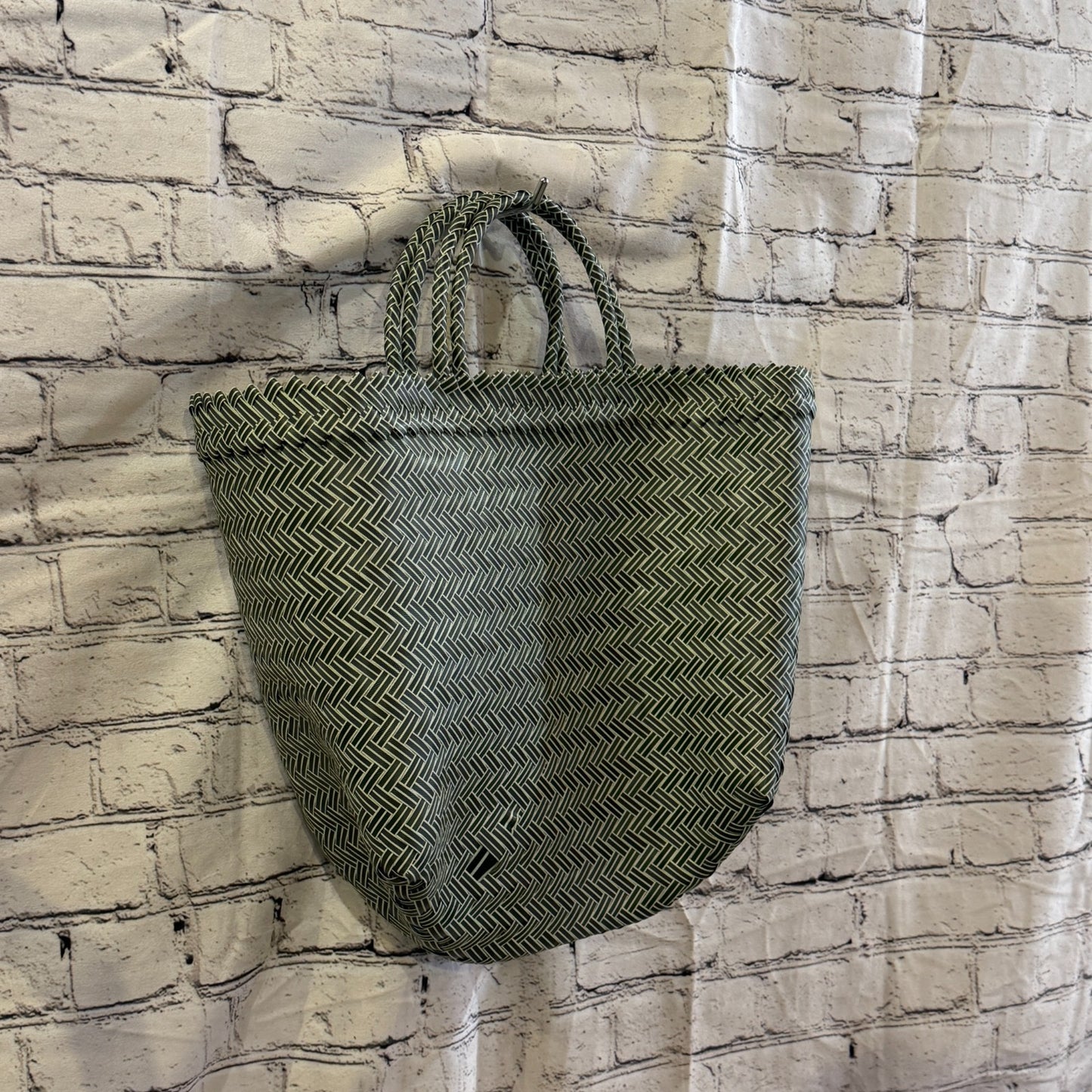 Grey 40cm Handwoven Tote Bag Recycled Plastic Eco-Friendly Market Beach0