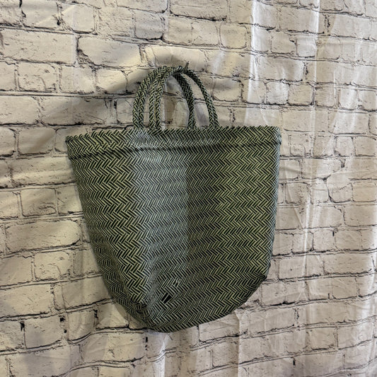 Grey 40cm Handwoven Tote Bag Recycled Plastic Eco-Friendly Market Beach0
