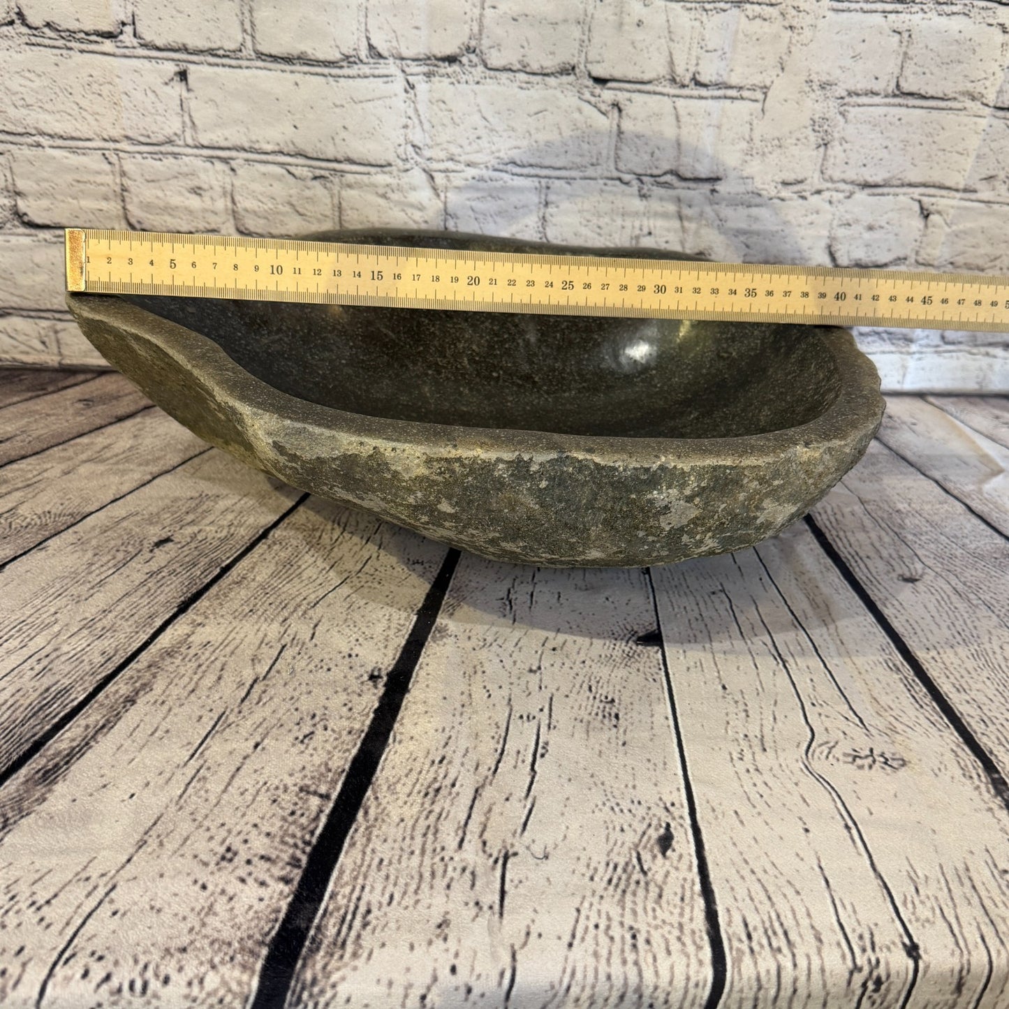 40cm x 30cm Wash Basin Bathroom Counter Top Washing River Stone Bowl Sink No 114
