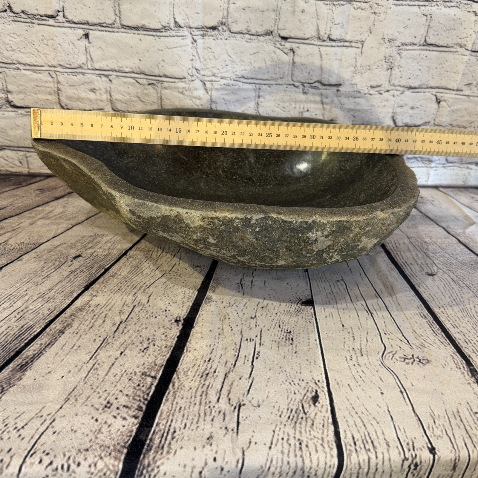 40cm x 30cm Wash Basin Bathroom Counter Top Washing River Stone Bowl Sink No 114