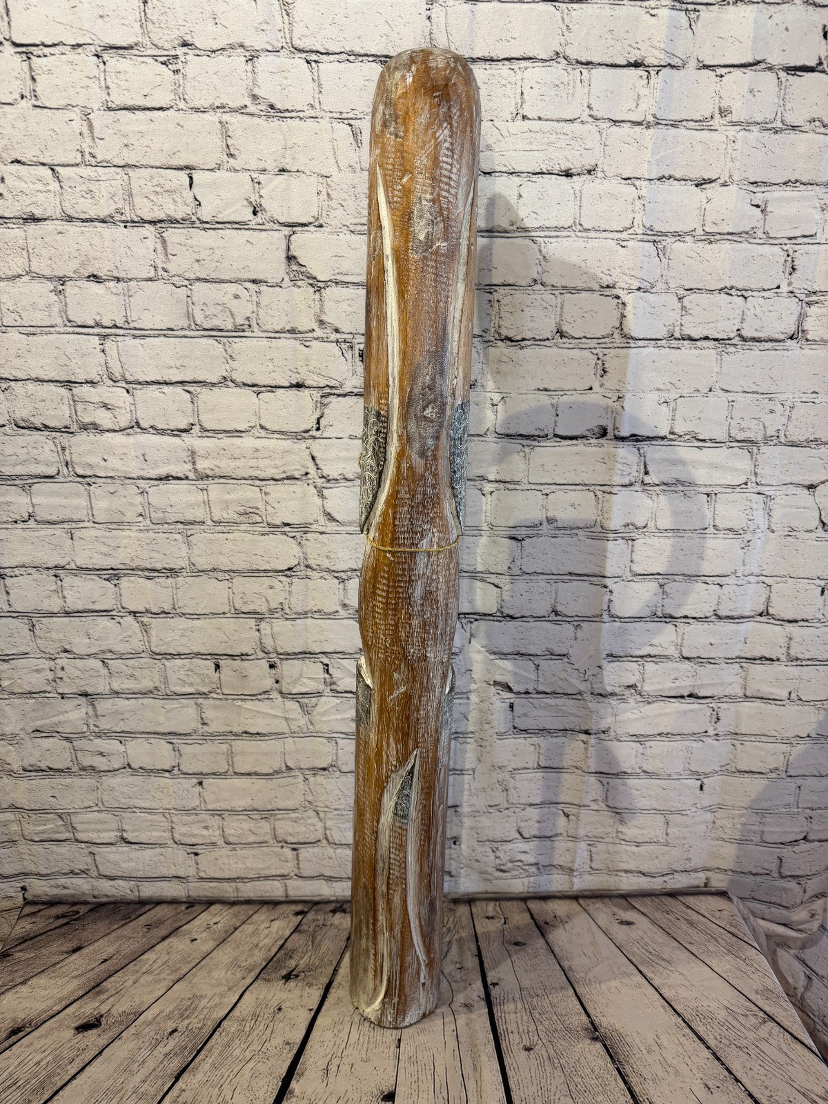 100cm Light Brown Wooden Shabby Dog Statue Ornament Fair Trade Handcarved4