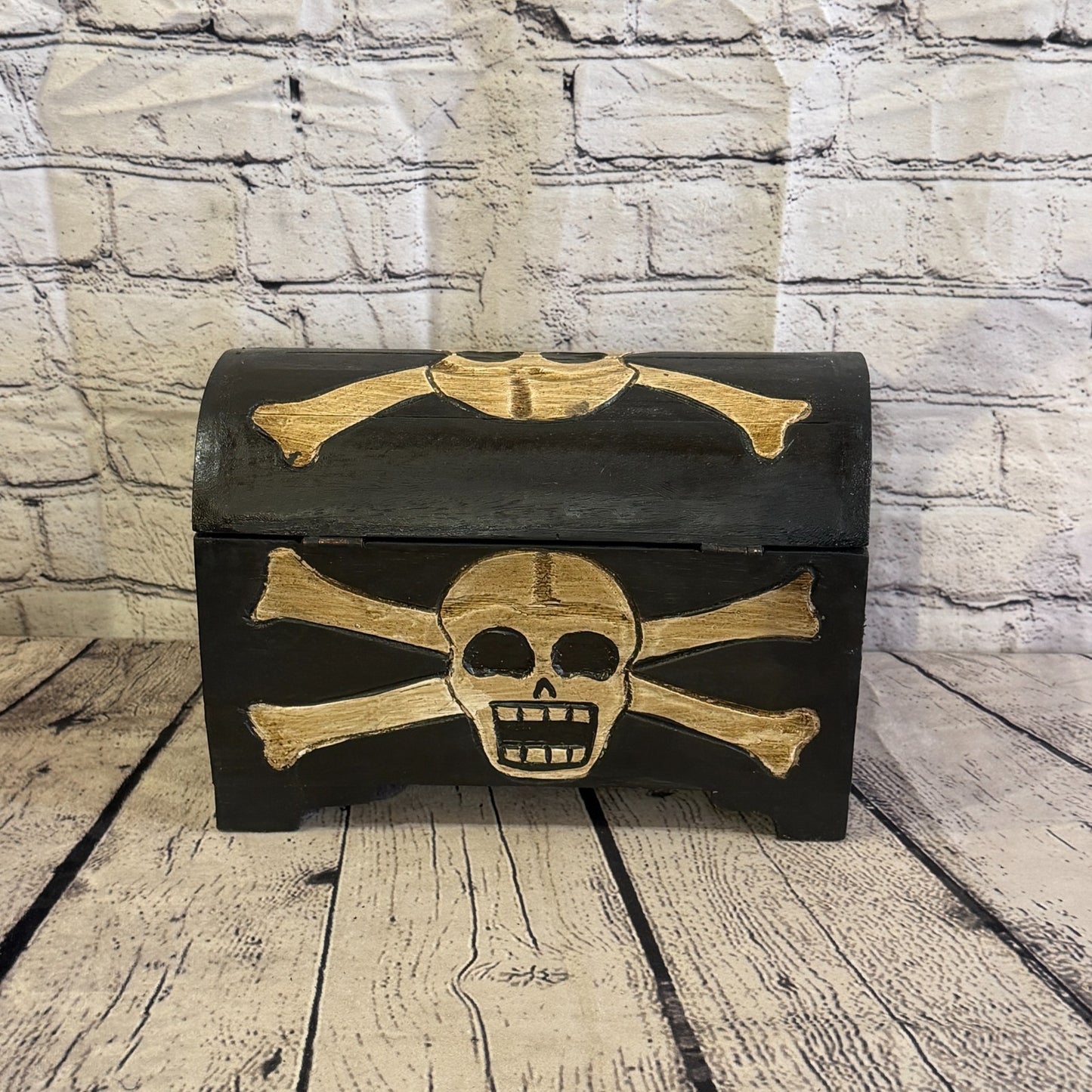 28cm x 22cm x 16cm Wood Gothic Pirate Chest Skull Coffin Jewellery Trinket Box4