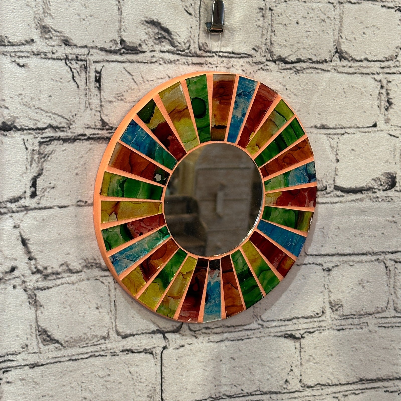 Rainbow Terracotta Mosaic Tile Wall Mirror 20cm x 20cm 8 Inches Handmade New0