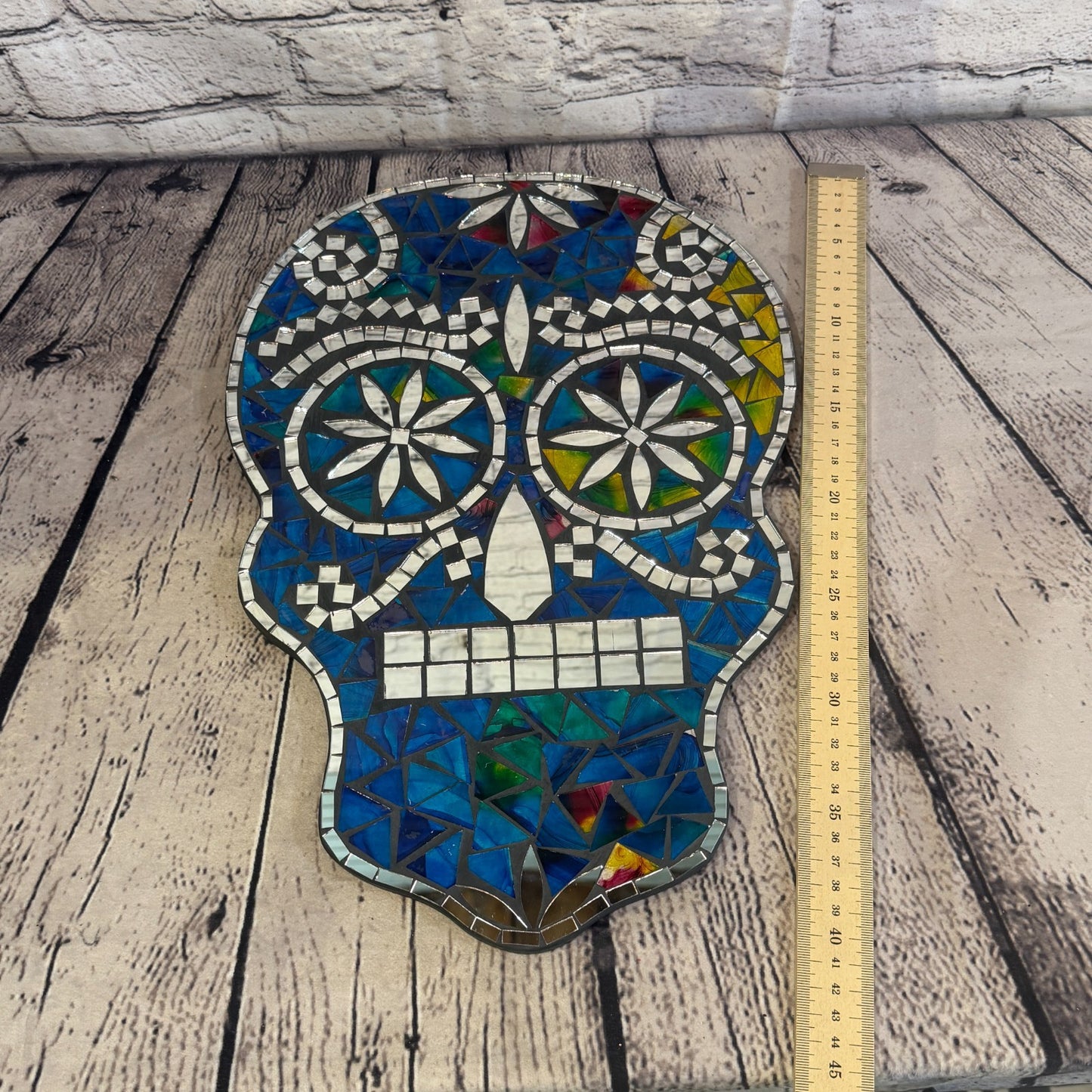 Blue Skull Mosaic Tile Wall Mirror 40cm x 28cm 16 Inches Handmade New5