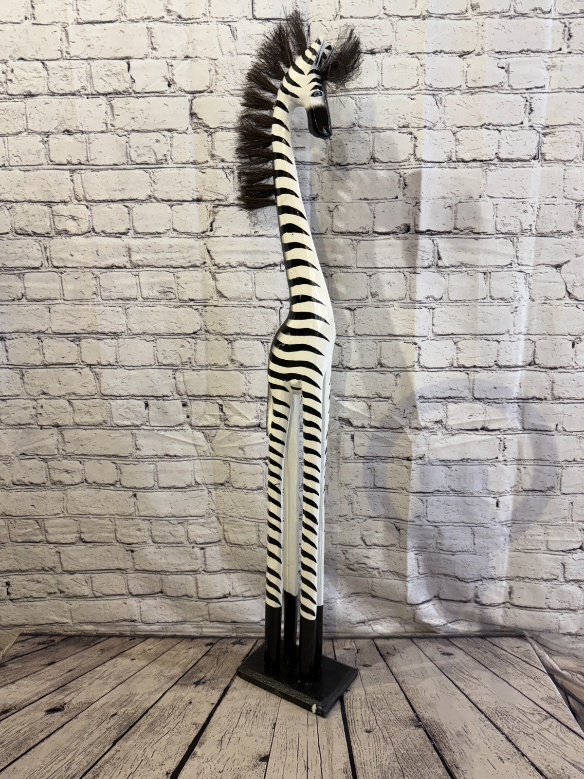 100cm Painted Wooden Zebra Standing Single Carved Solid Wood Zebra Handmade2