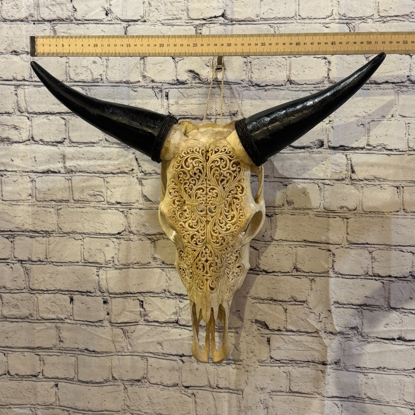 50cm Carved Buffalo Ram Wild Replica Skulls Wall Hanging Carved Design 43
