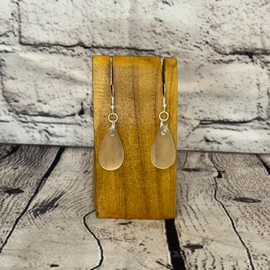 Clear Recycled Teardrop Silver Plate Dangle Drop Earrings Handmade UK Jewellery0