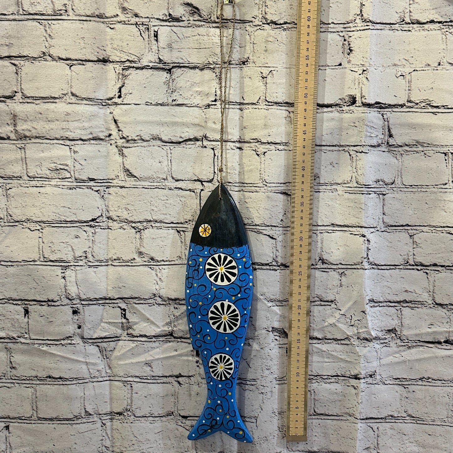 40cm Hanging Fish Hand Painted Fish Wooden Hanging Fish Coastal Decor Design 24