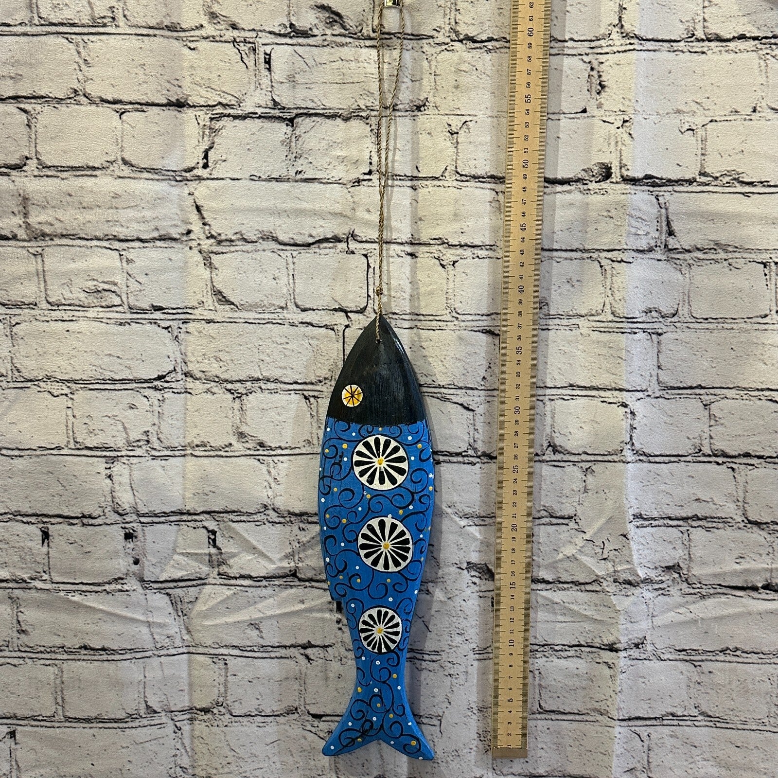 40cm Hanging Fish Hand Painted Fish Wooden Hanging Fish Coastal Decor Design 24