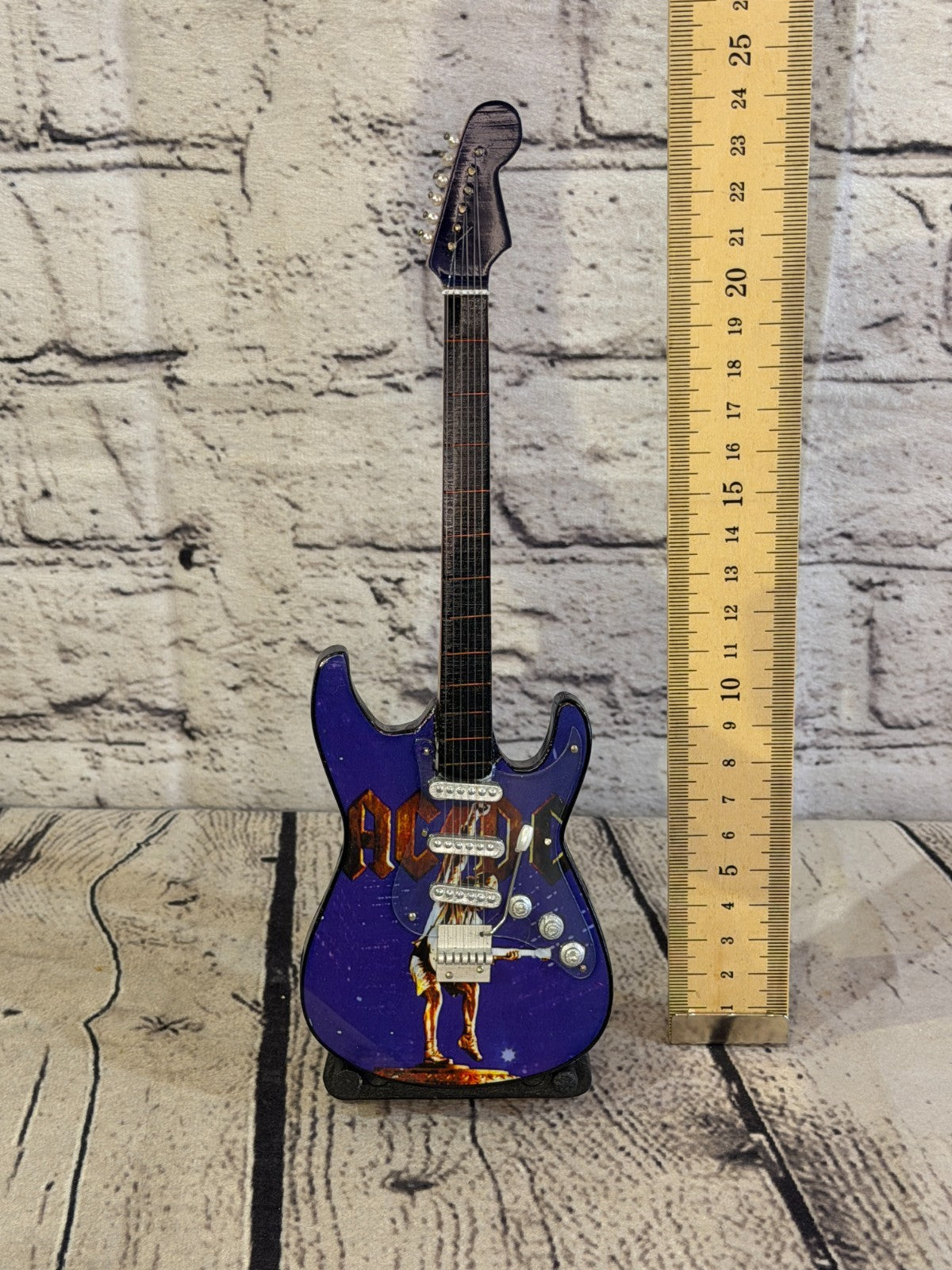 Miniature 25cm Guitar AC DC Purple Band Guitar on Stand Band Gift Display5