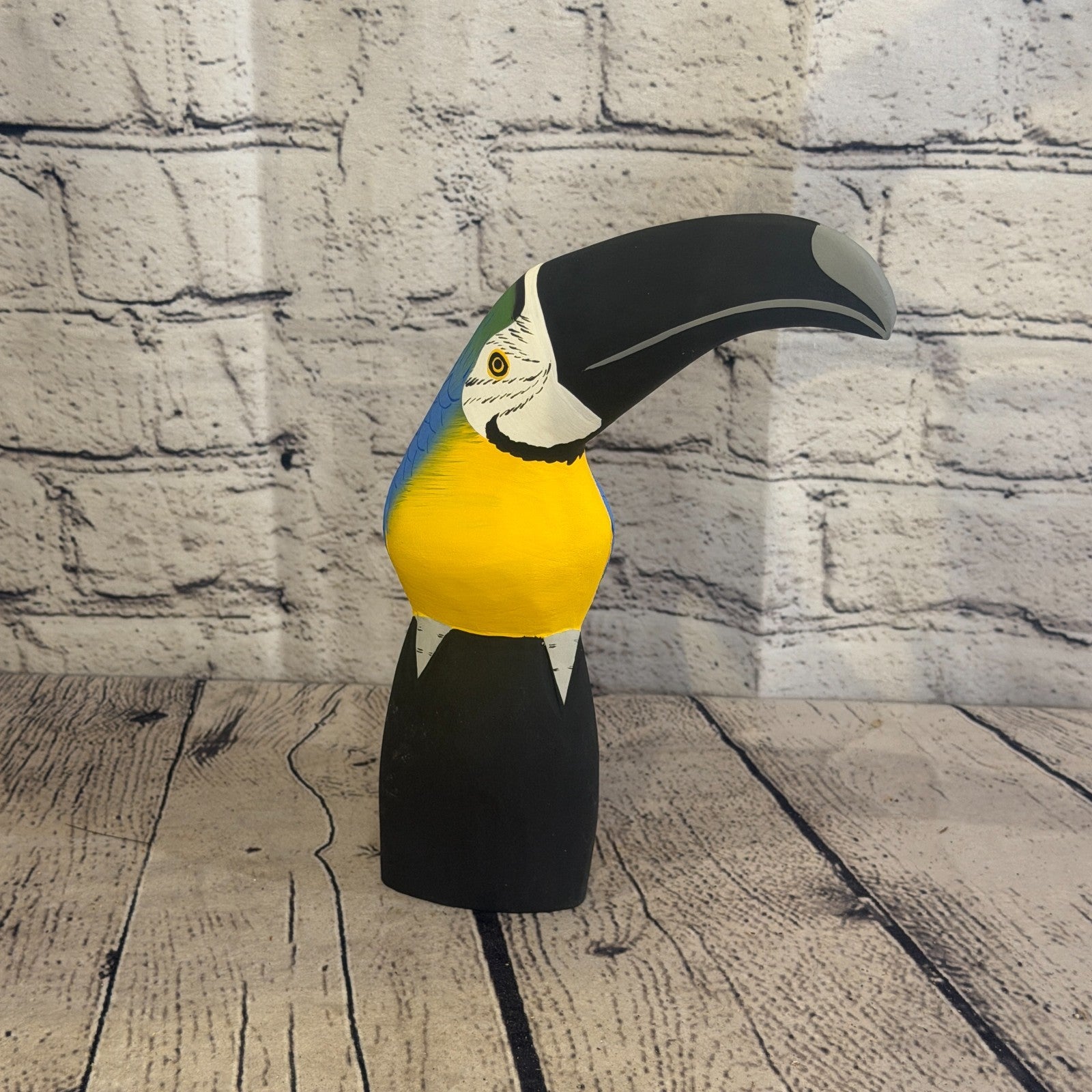 20cm Bright Blue Toucan Bird Ornament Statue Fair Trade Hand Made Carved Wood2