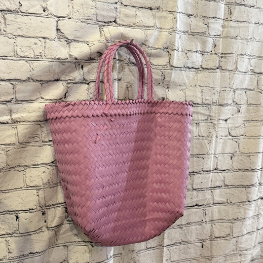 Lilac 40cm Handwoven Tote Bag Recycled Plastic Eco-Friendly Market Beach0