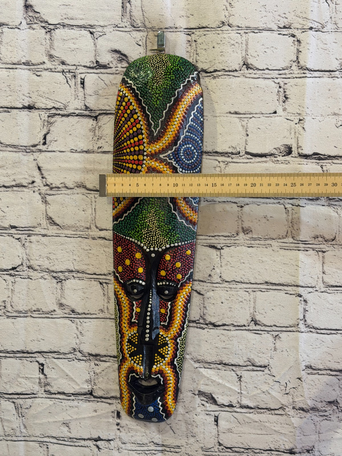 50cm Mask Carved Wooden Dot Painted Ethnic Tribal Tiki Wall Art No 9 New3