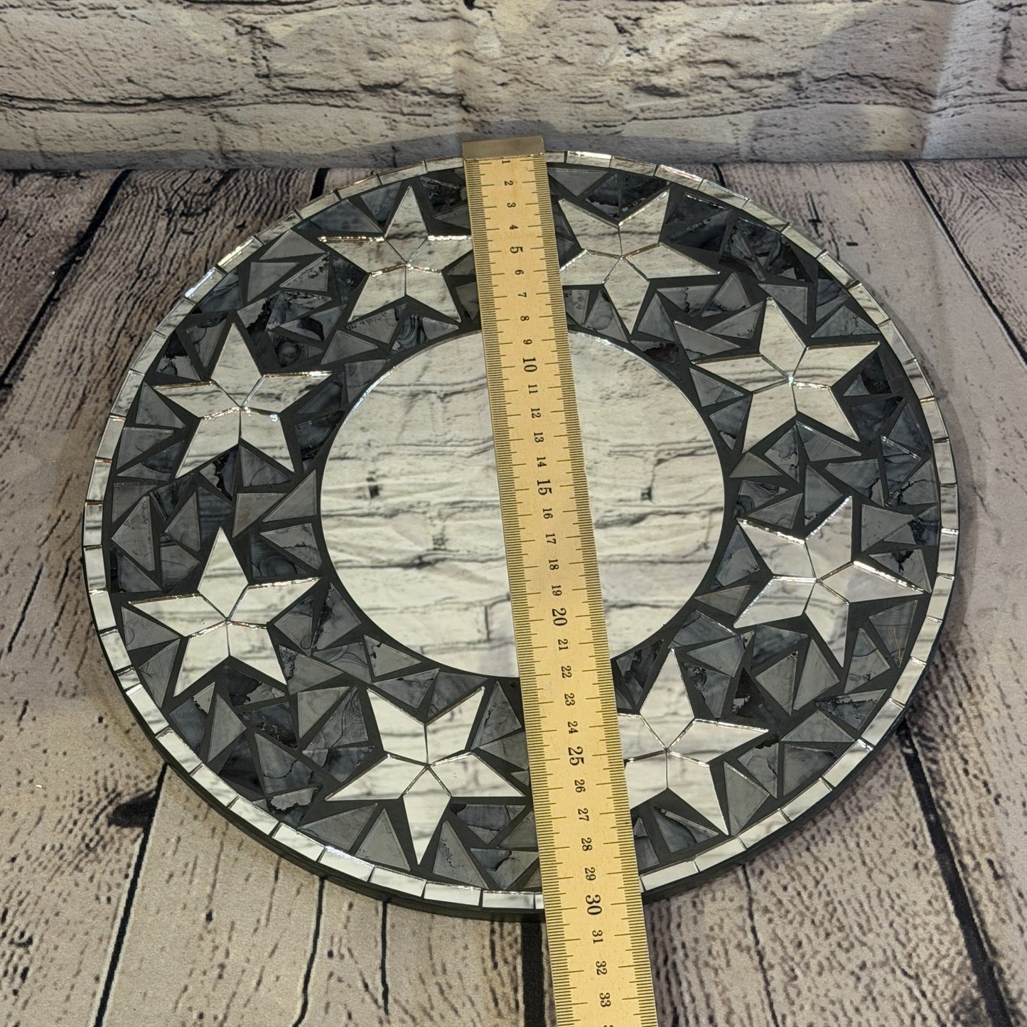 Grey Black Star Black Mosaic Tile Wall Mirror 30cm x 30cm 12 Inches Handmade4