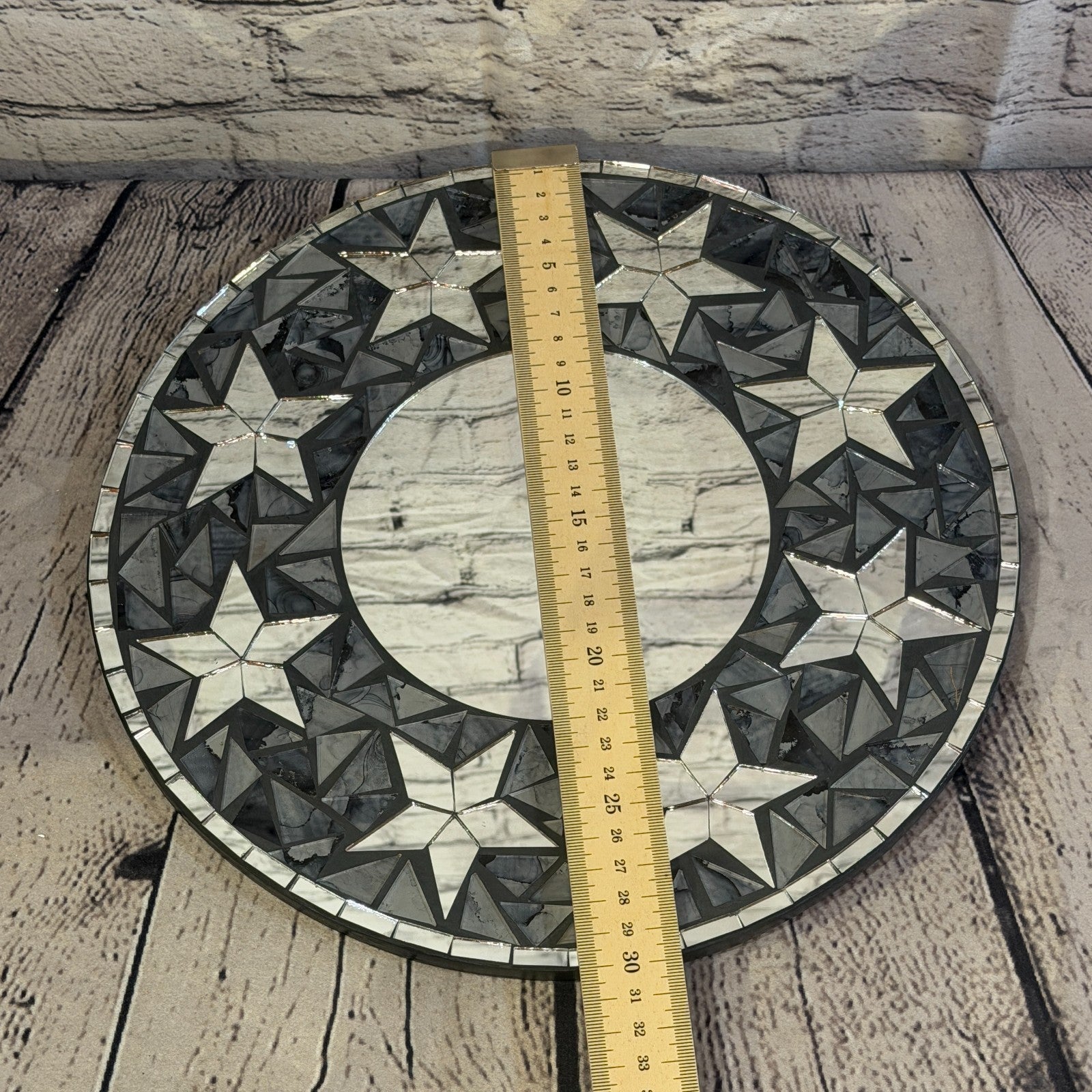 Grey Black Star Black Mosaic Tile Wall Mirror 30cm x 30cm 12 Inches Handmade4