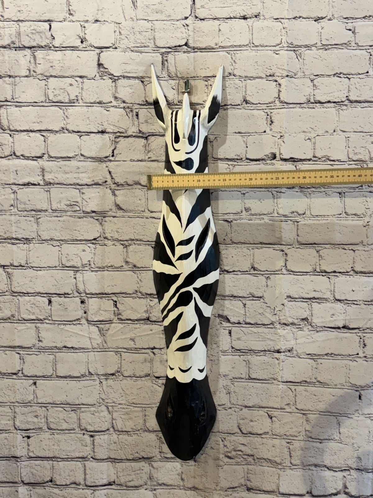 80cm Zebra Plain Hand Carved Fair Trade Wooden Animal Wall Art Wall Hang Mask3