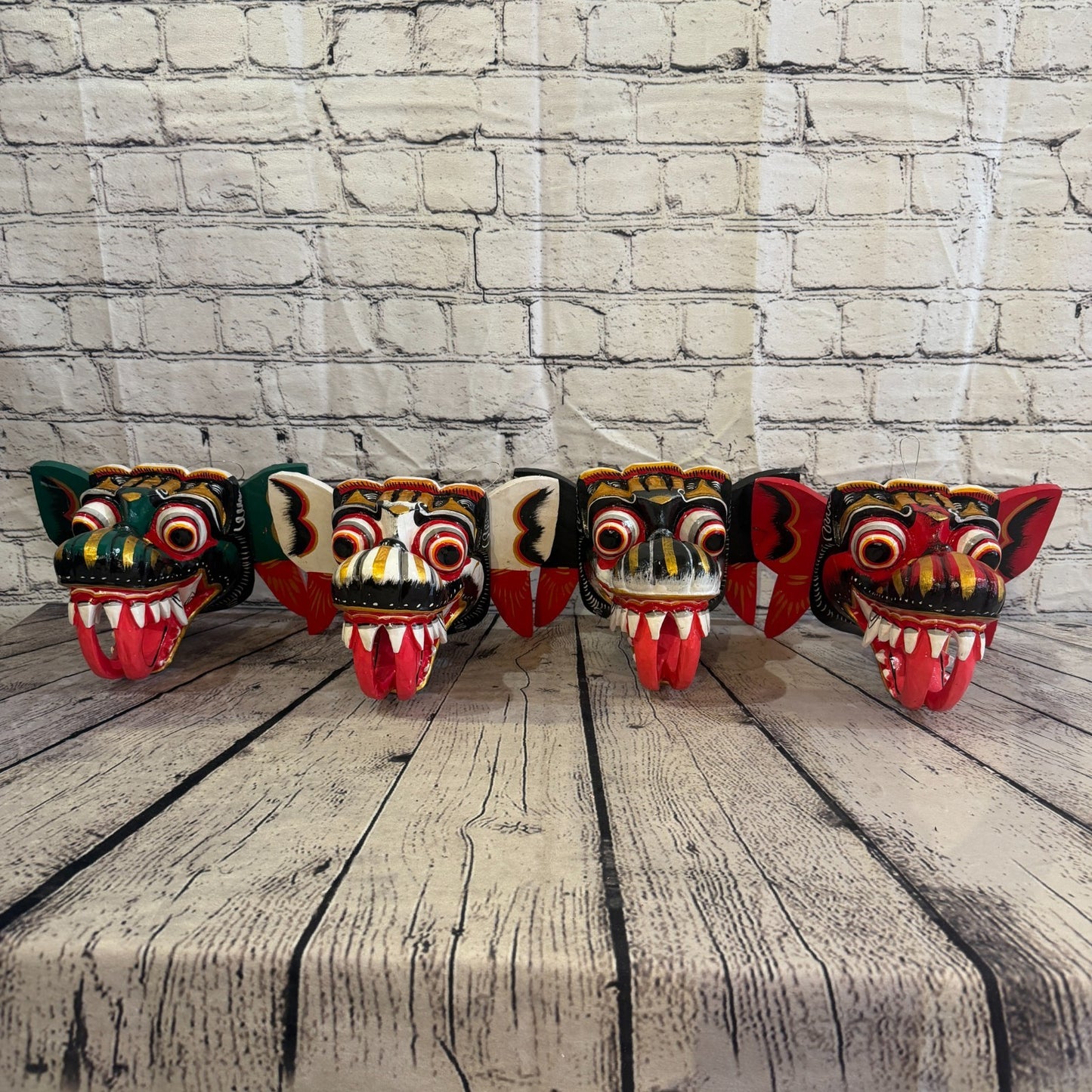 20cm Naga Basukih Red Dragon Hindu Deity Wooden Hand Carved Mask Painted10