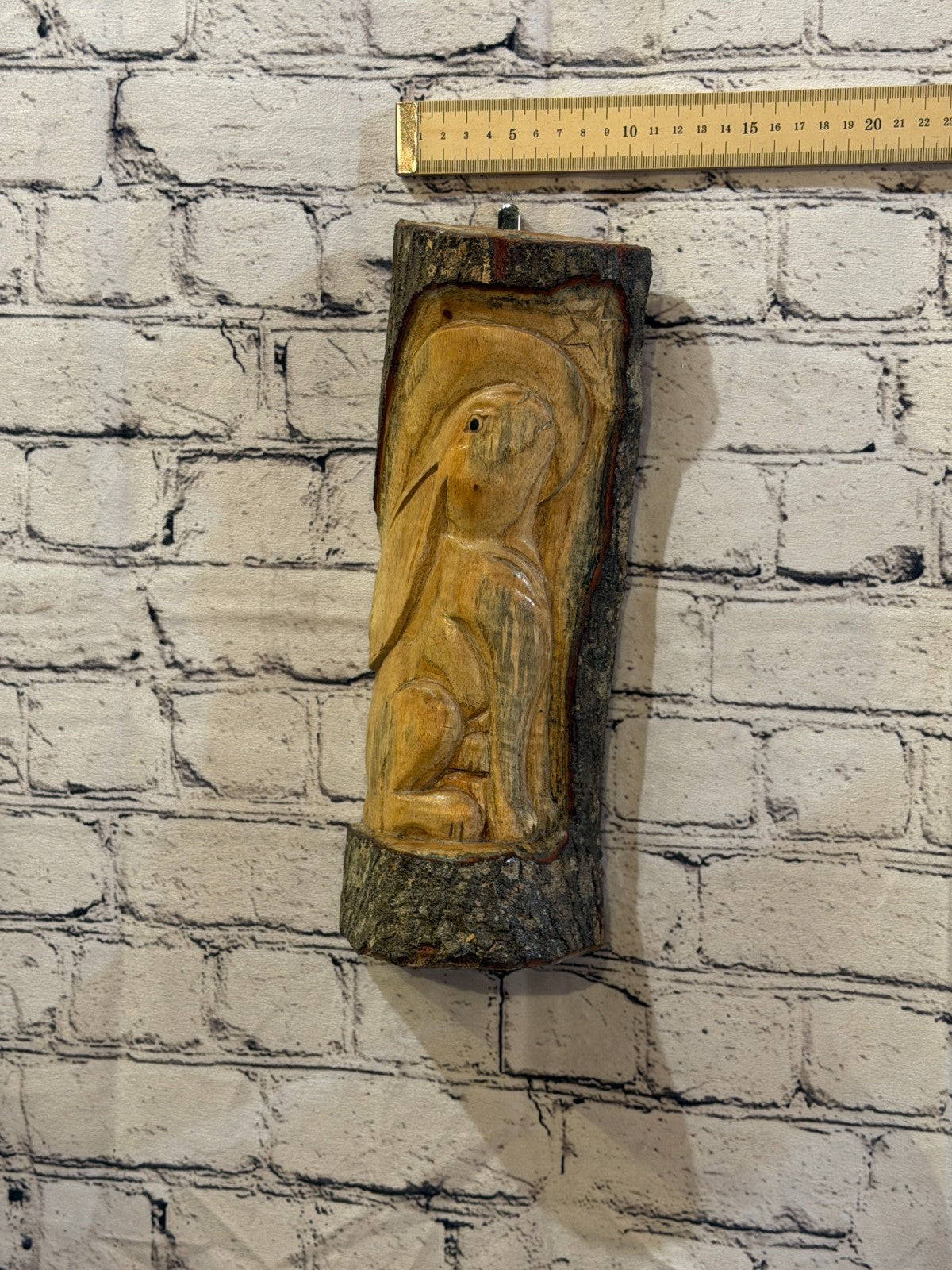 Hare Rabbit Looking At Moon 30cm Hand Carved Wizard Tree Trunk Wood Fairtrade3