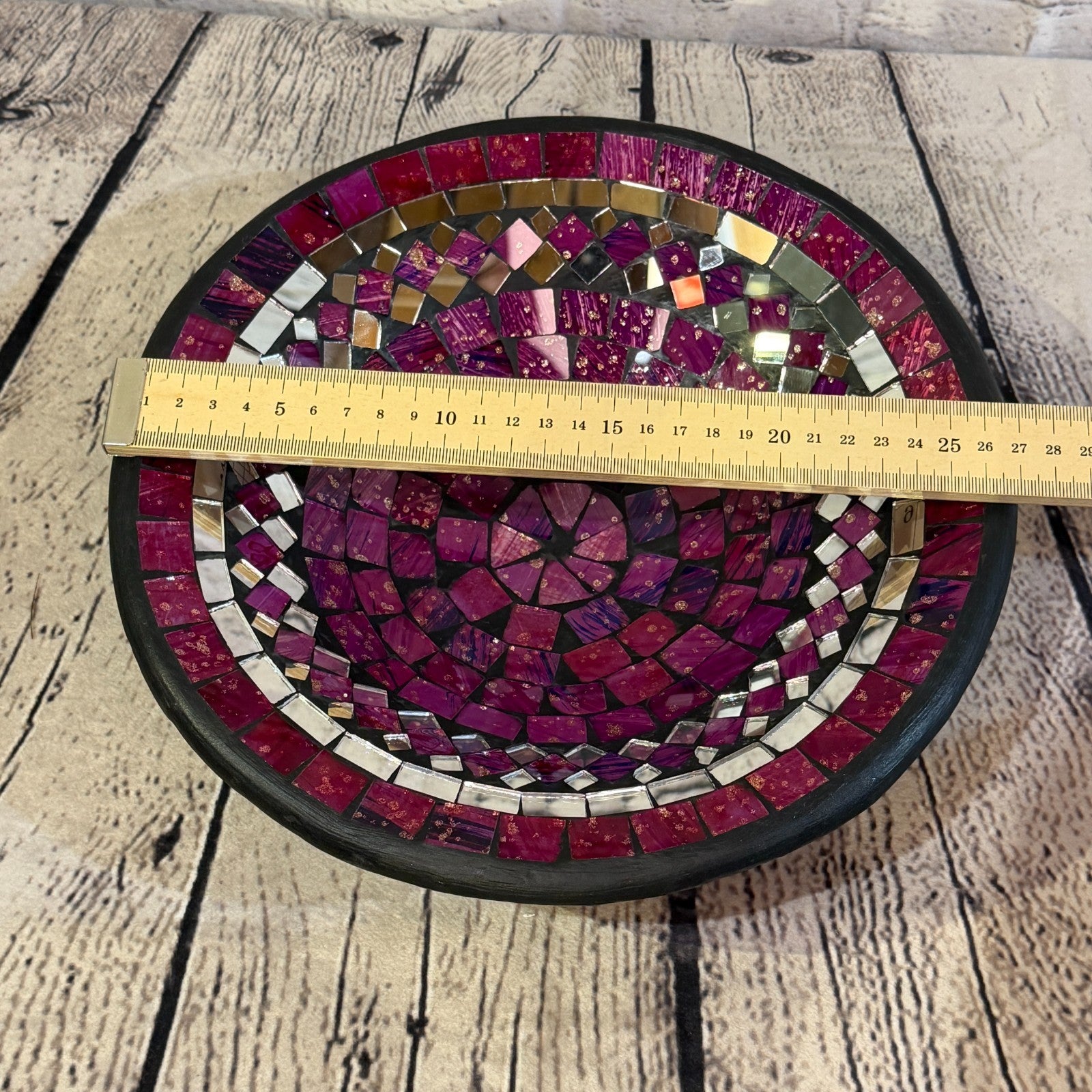 28cm Purple Round Mirror Mosaic Handmade Ceramic Glass Tile Bowl Fruit1