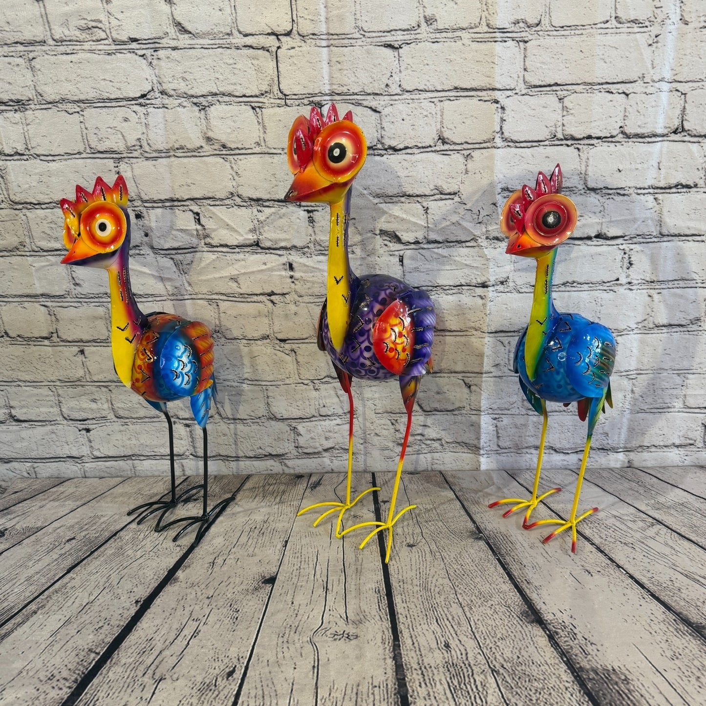 50cm x 35cm Emu Ostrich Bird Purple Metal Tin Standing Ornament Statue8