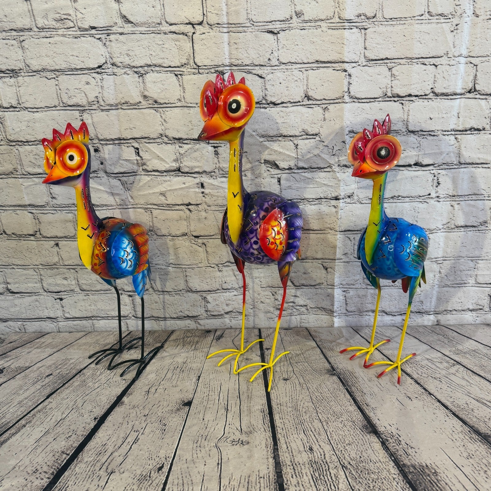50cm x 35cm Emu Ostrich Bird Purple Metal Tin Standing Ornament Statue8