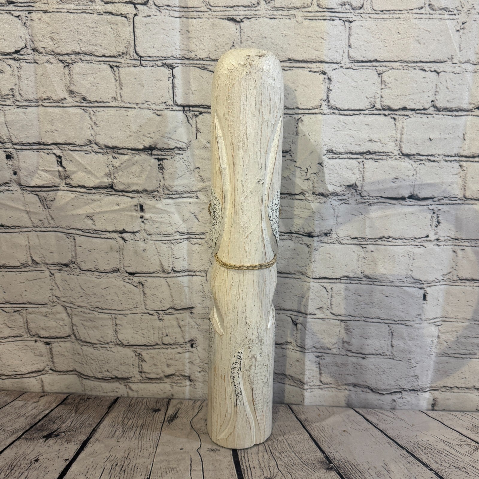 50cm White Wooden Shabby Dog Statue Ornament Fair Trade Handcarved4