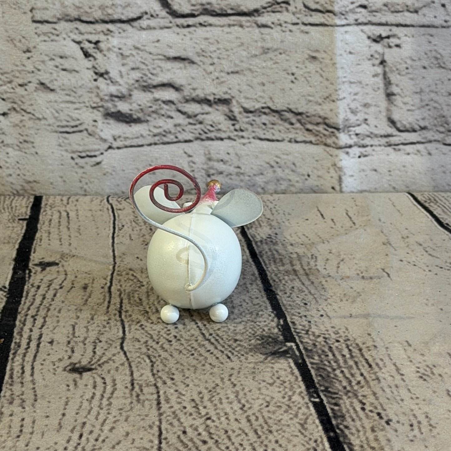 10cm x 8cm Small Colourful White Mouse Rat Metal Tin Standing Ornament Statue4